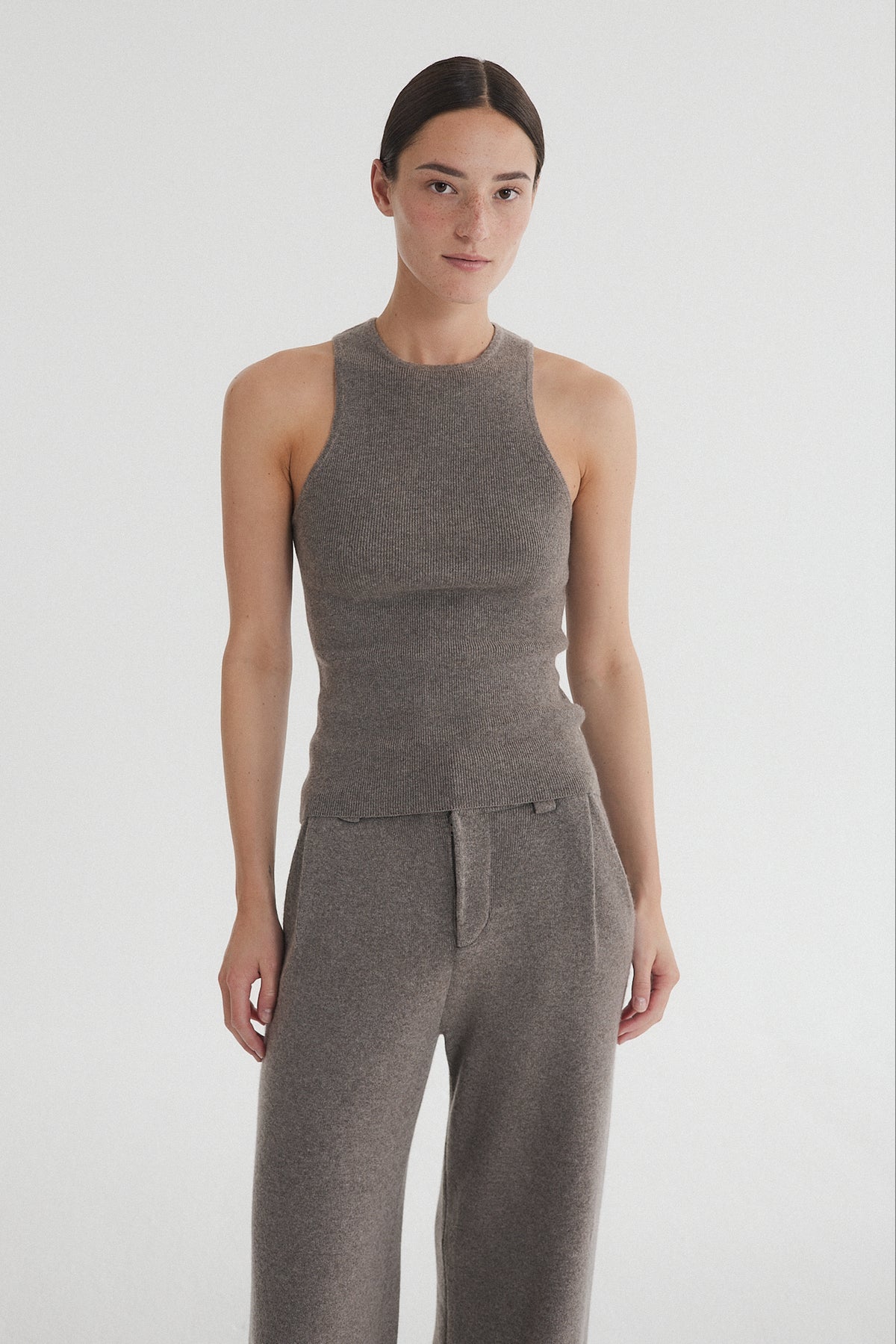 Rib Tank Top Grey