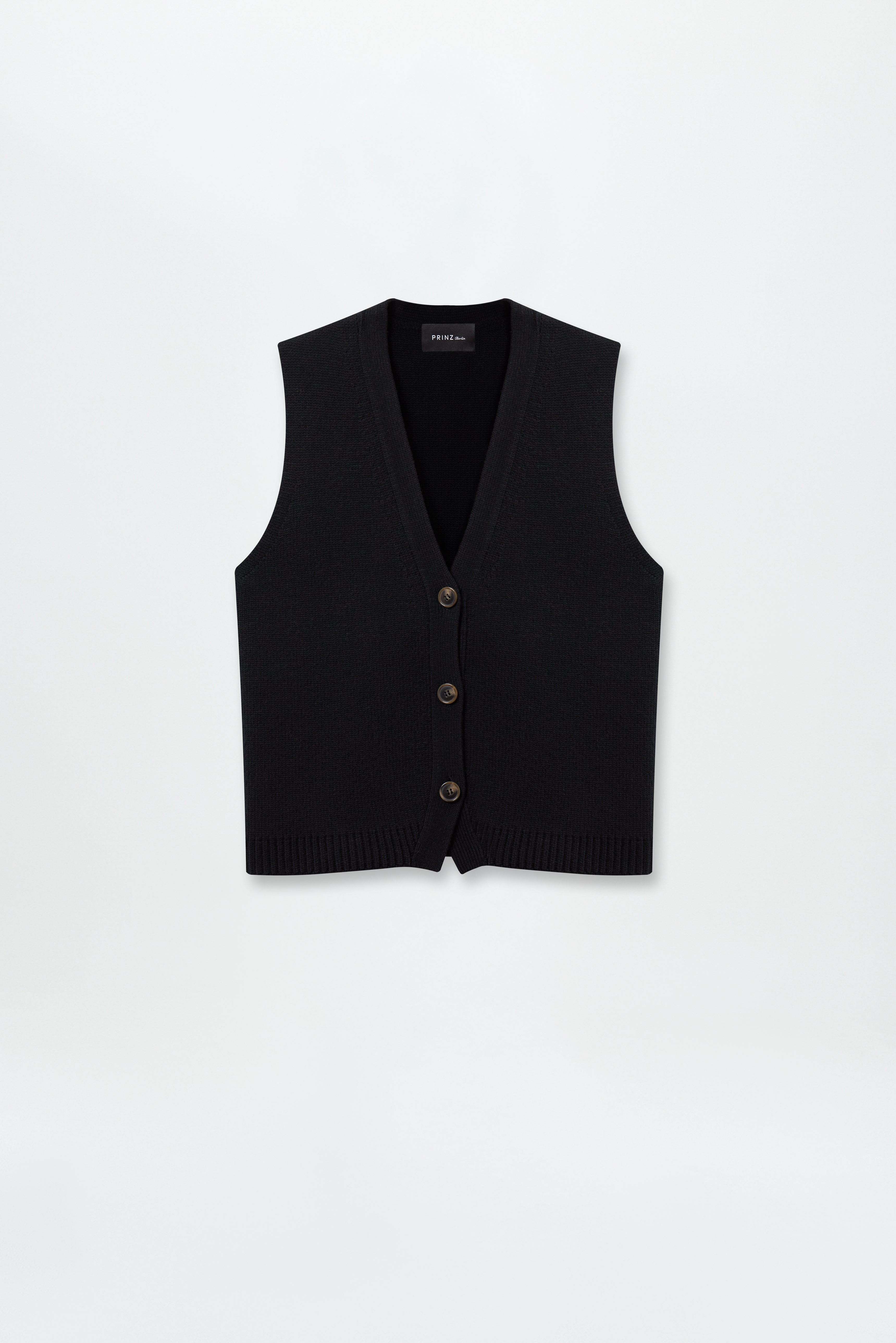 Chunky V-Neck Cardigan Vest Black