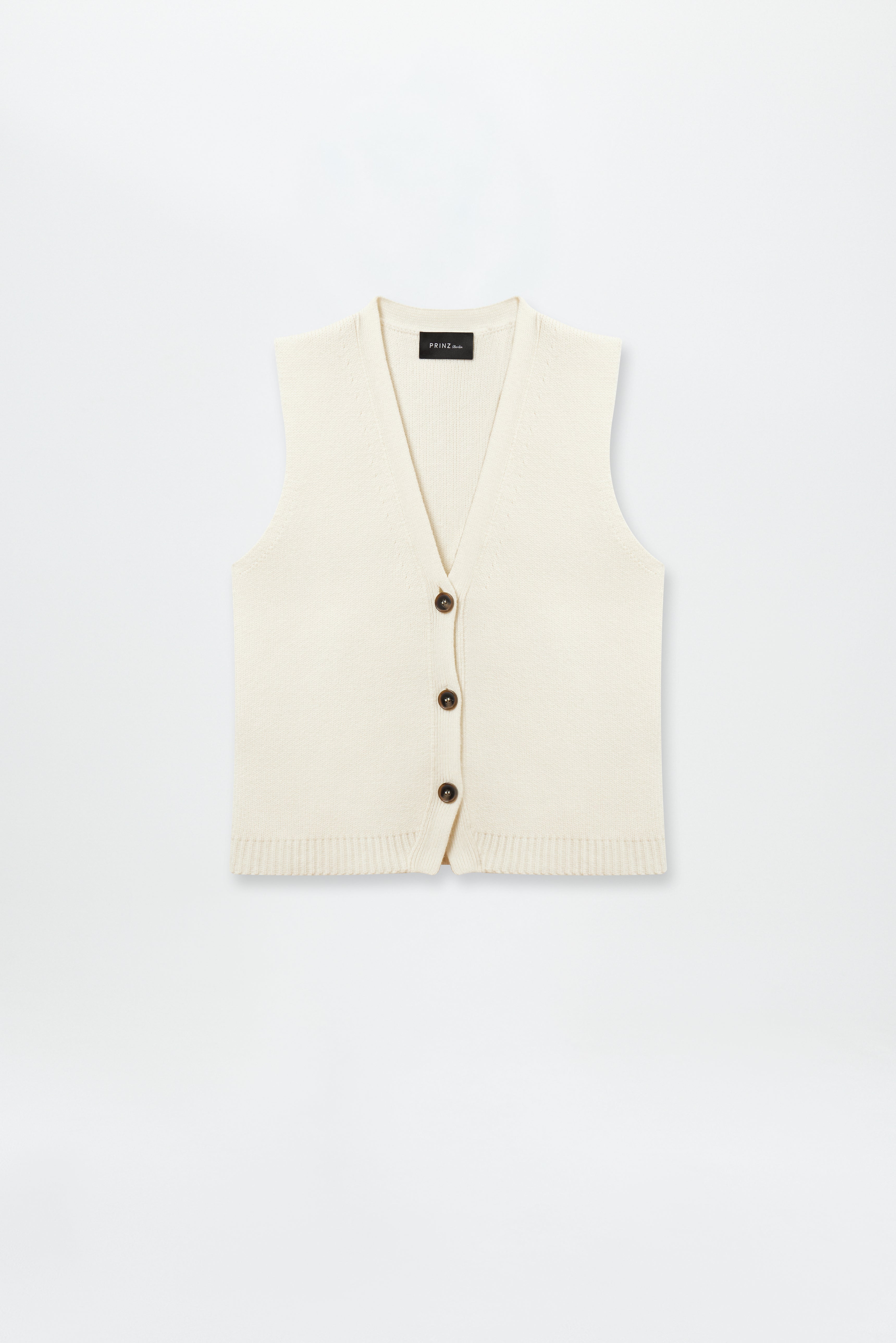 Chunky V-Neck Cardigan Vest Off-White