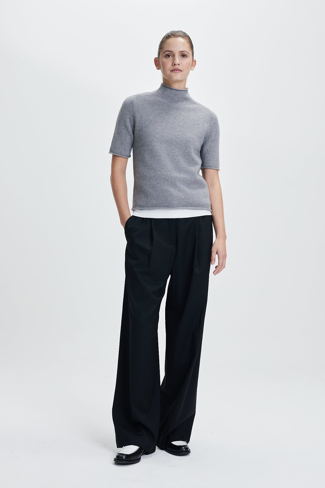Chunky Turtleneck T-Shirt Grey