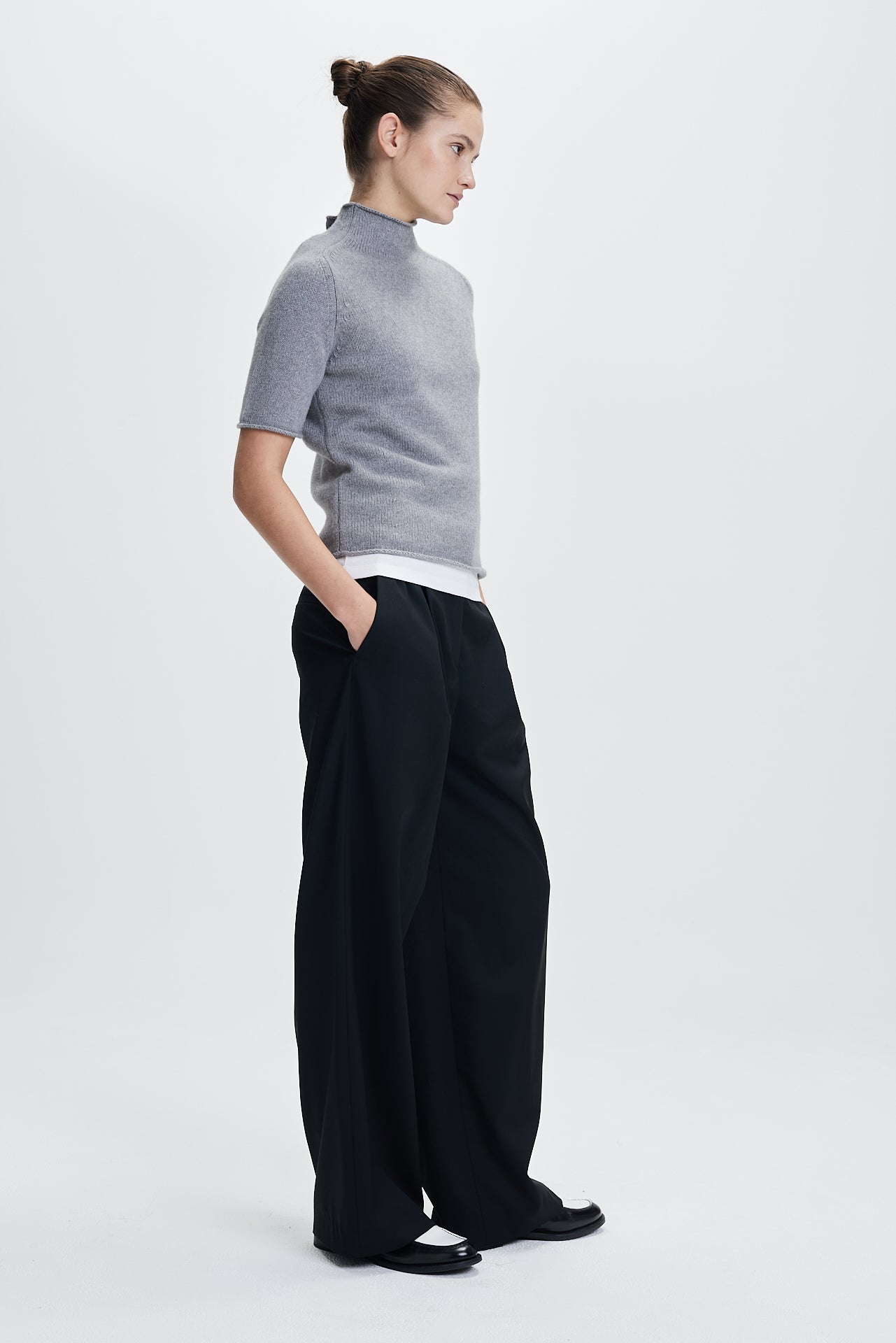 Chunky Turtleneck T-Shirt Grey