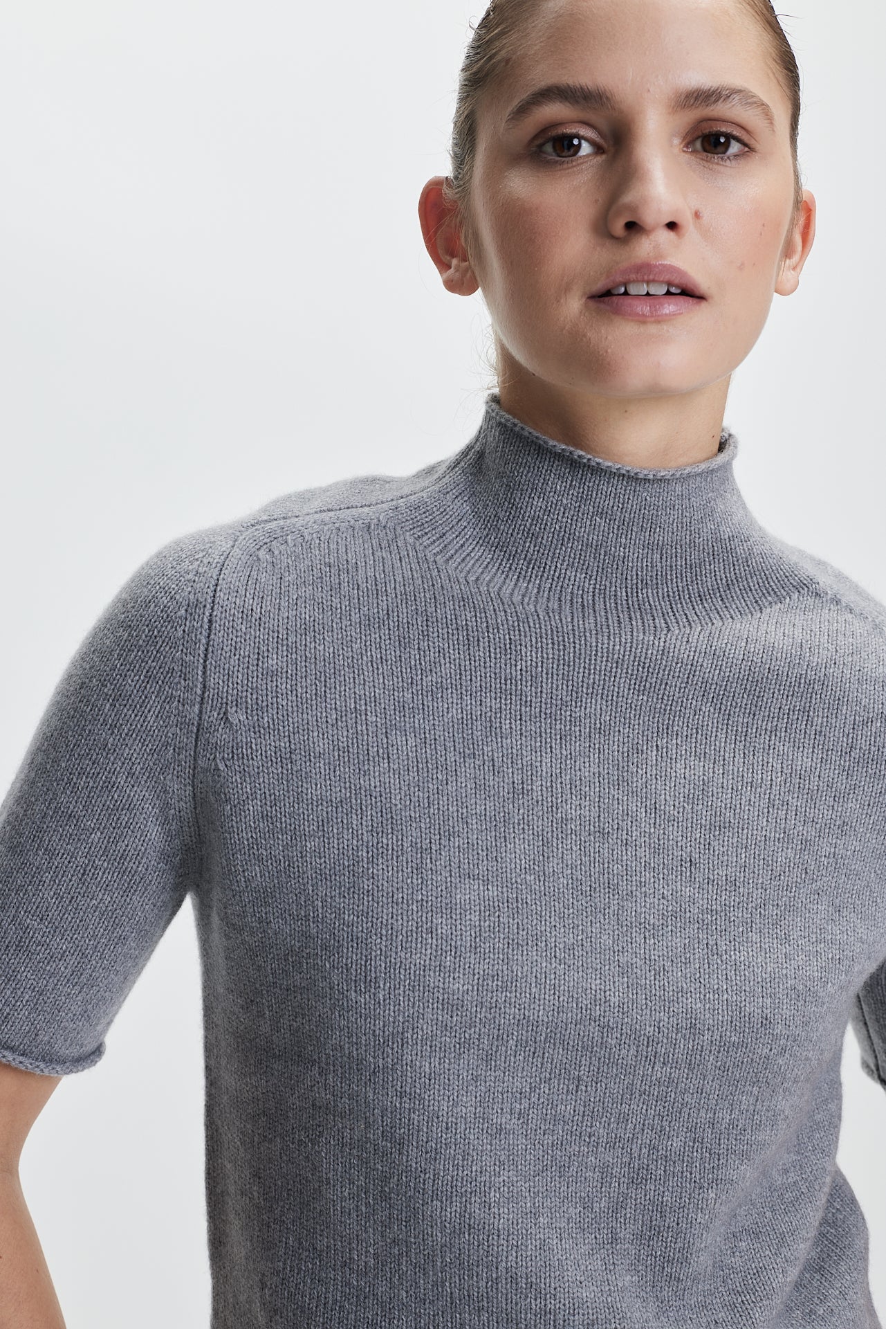 Chunky Turtleneck T-Shirt Grey