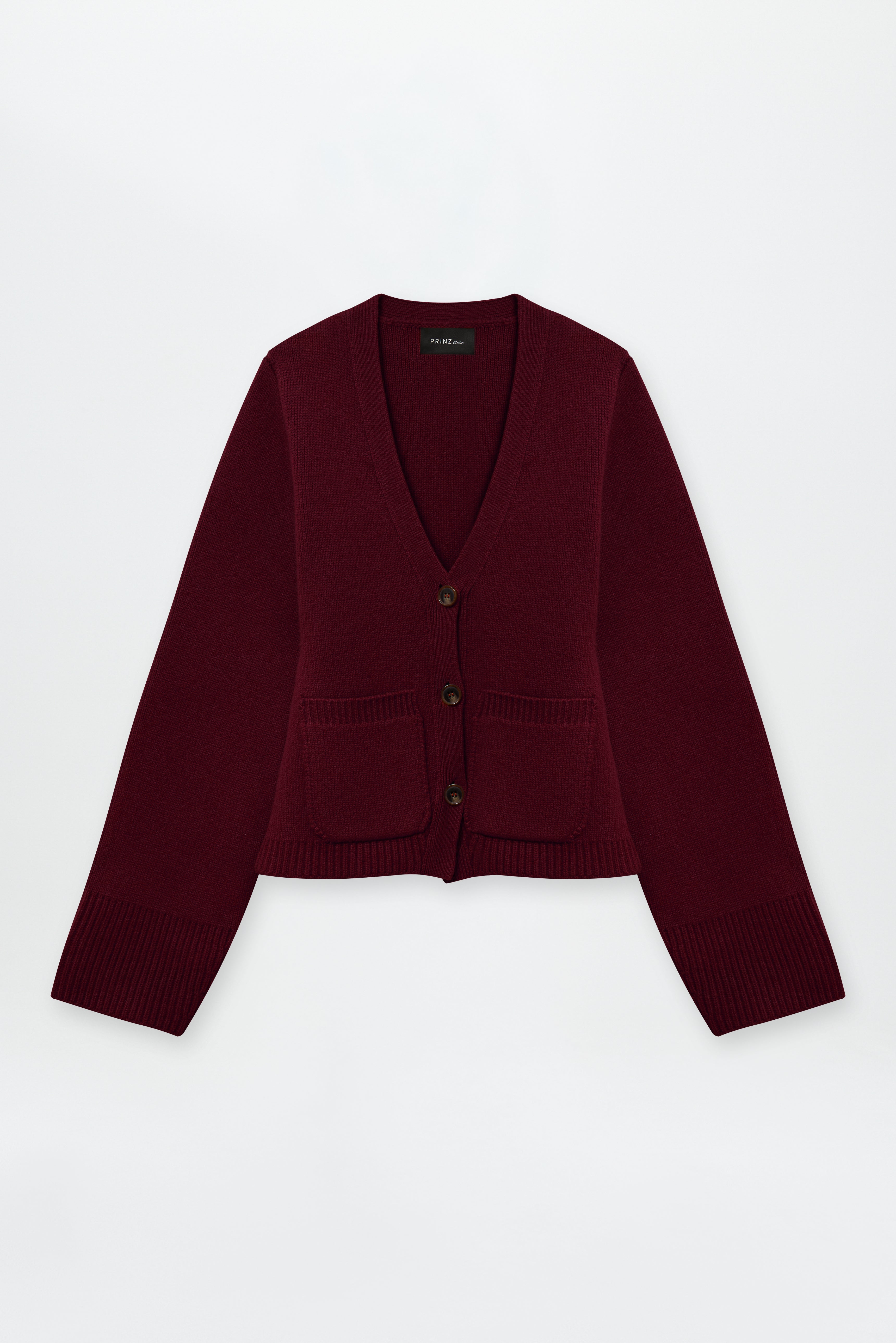 Chunky V-Neck Cardigan Burgundy