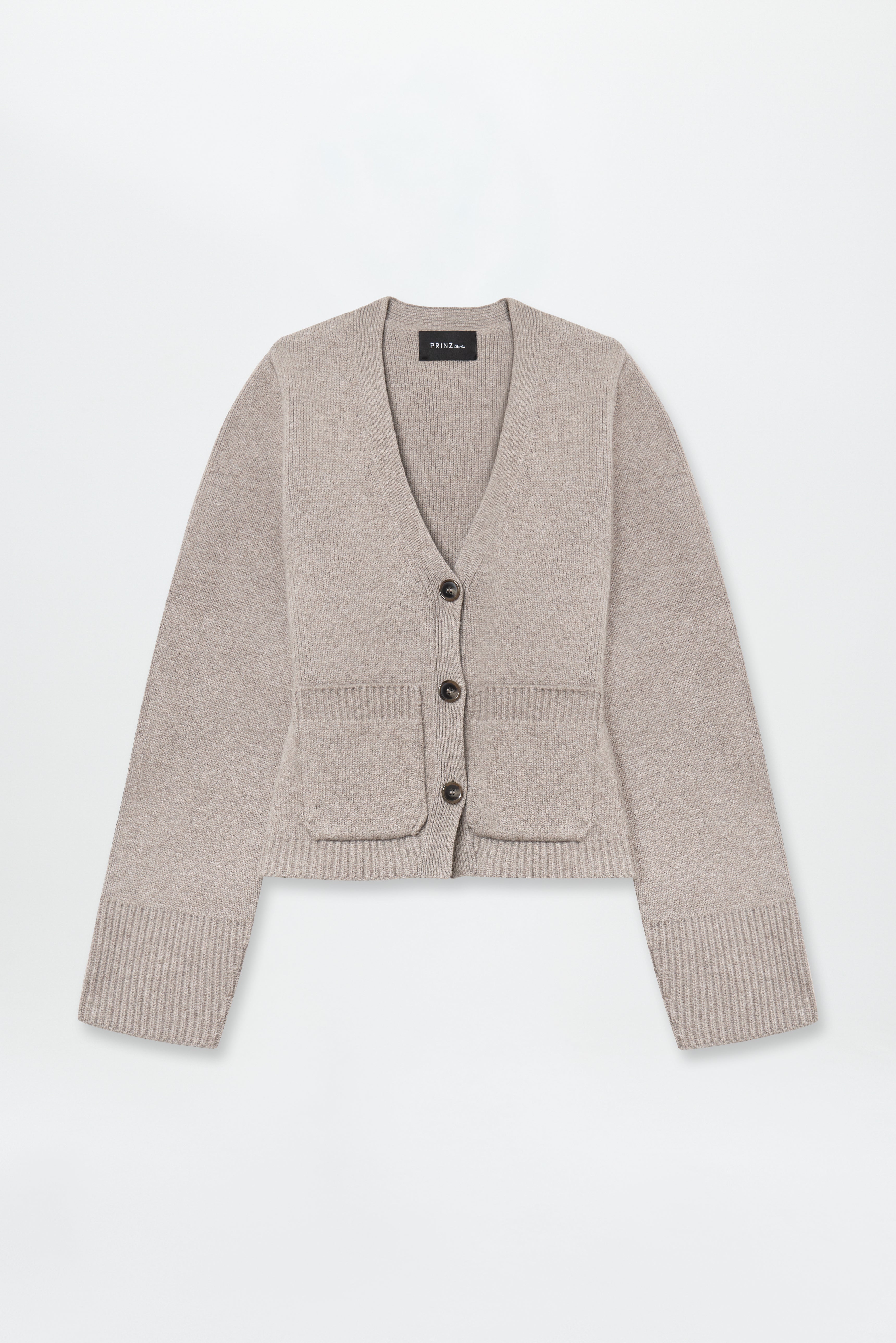 Chunky V-Neck Cardigan Taupe