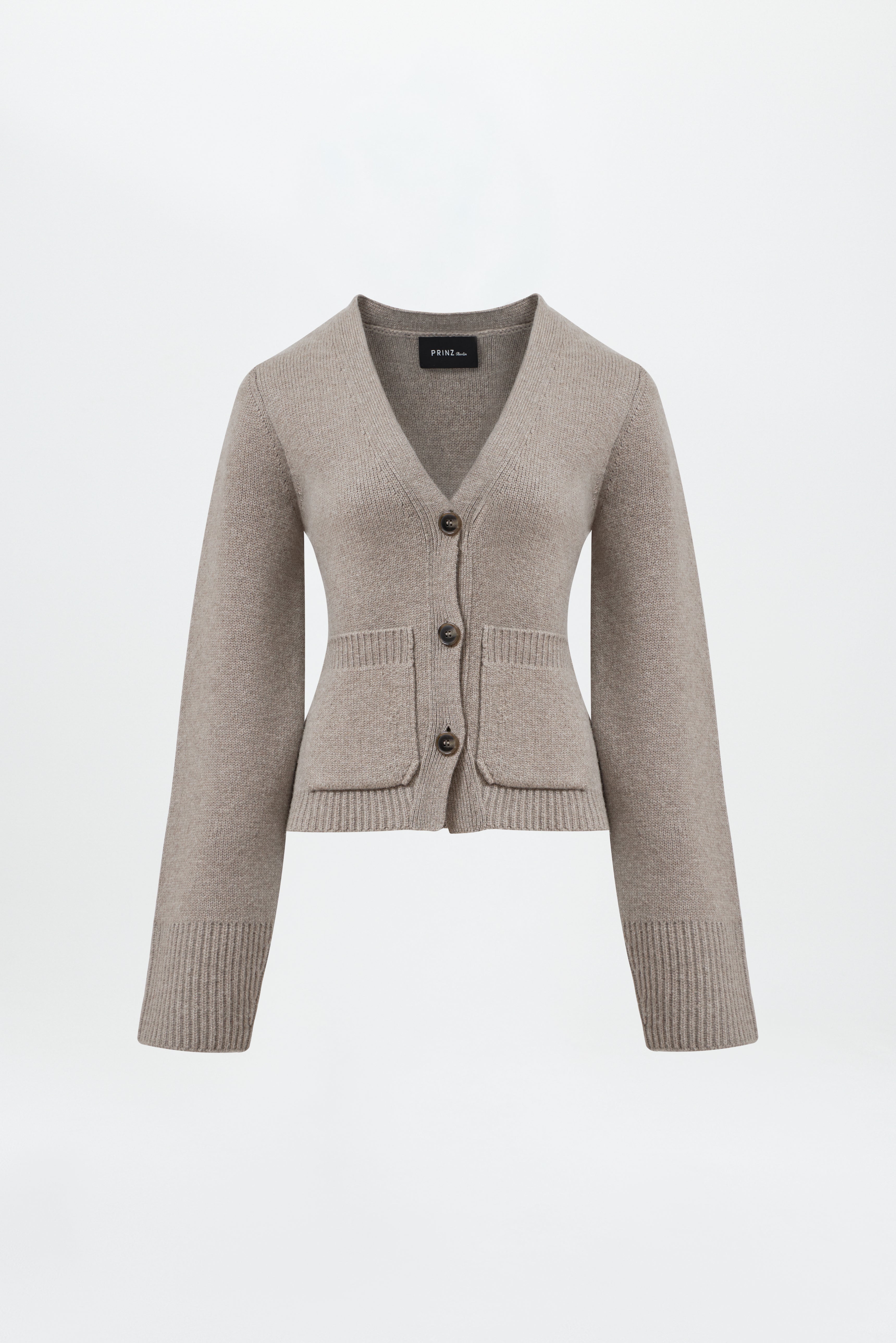 Chunky V-Neck Cardigan Taupe