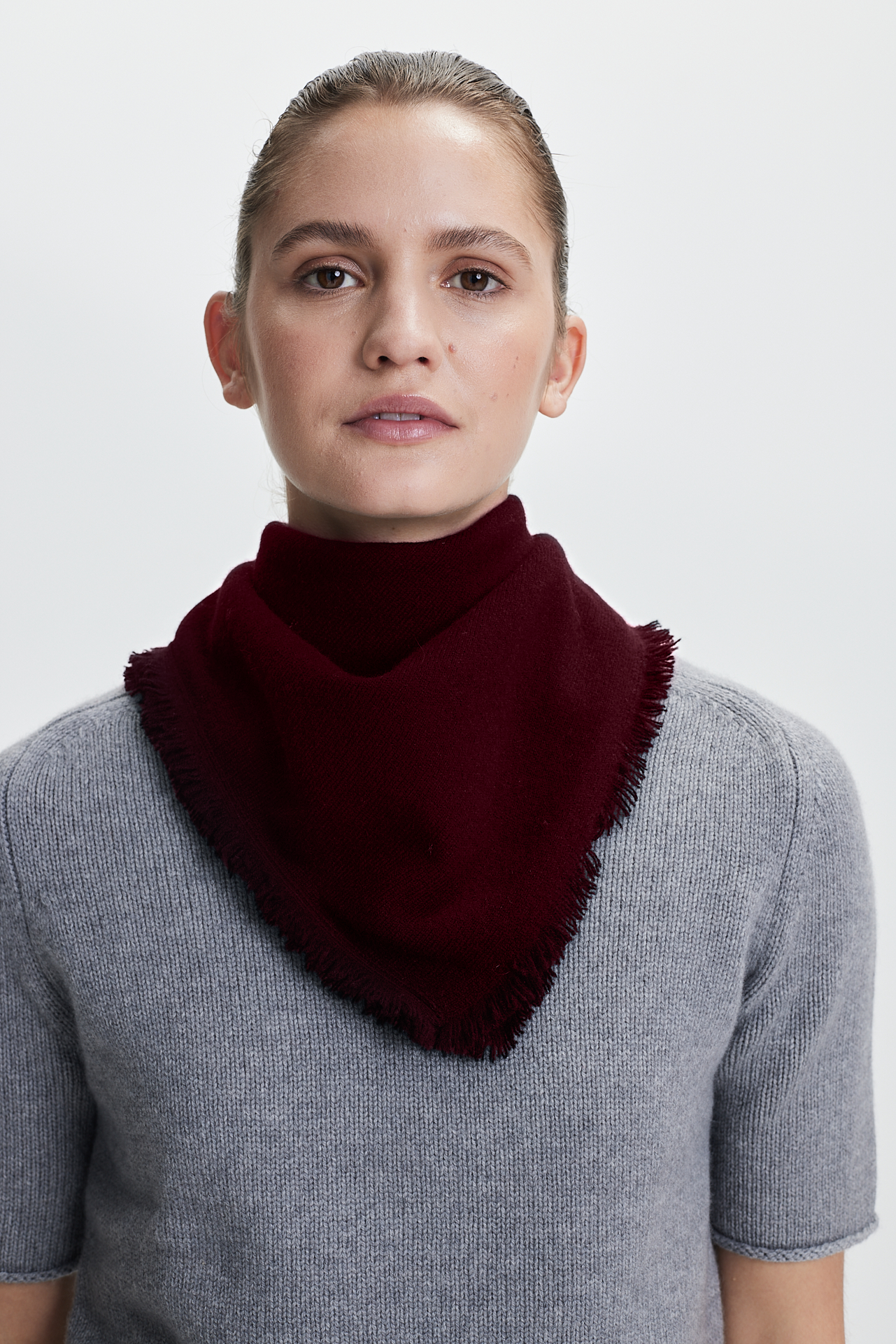 Cashmere Bandana Plain 50 Burgundy