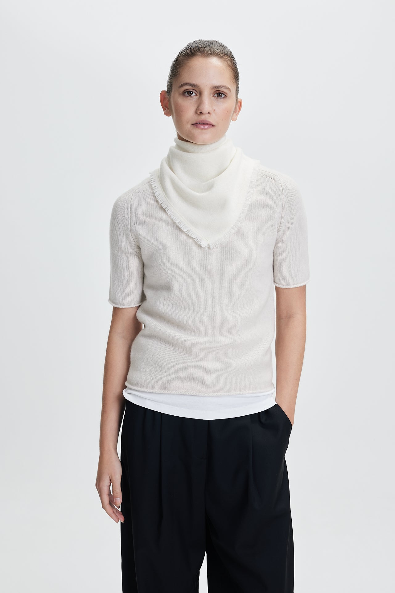 Cashmere Bandana Plain 50 Off-White 