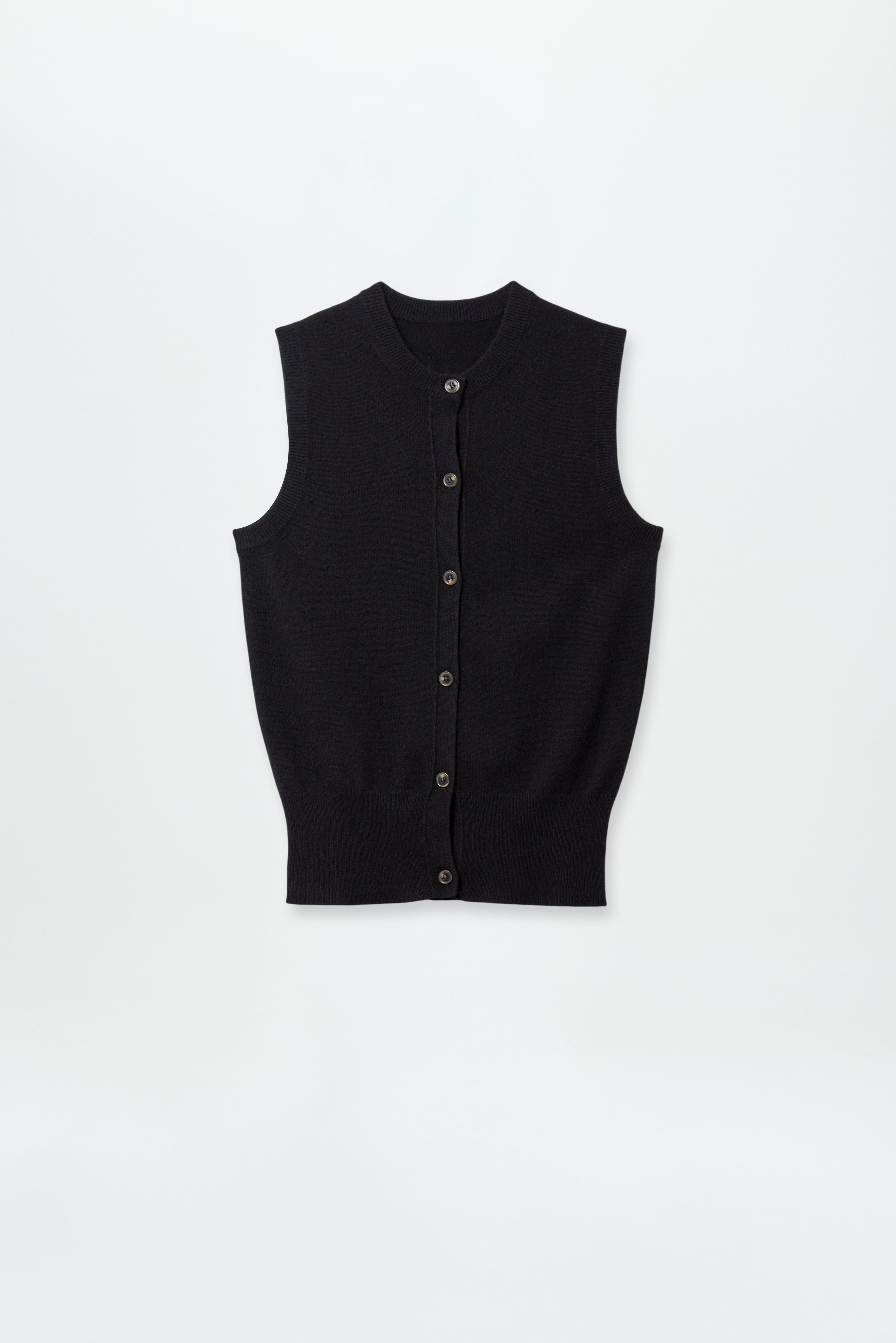 Fine Cashmere Cardigan Vest Black