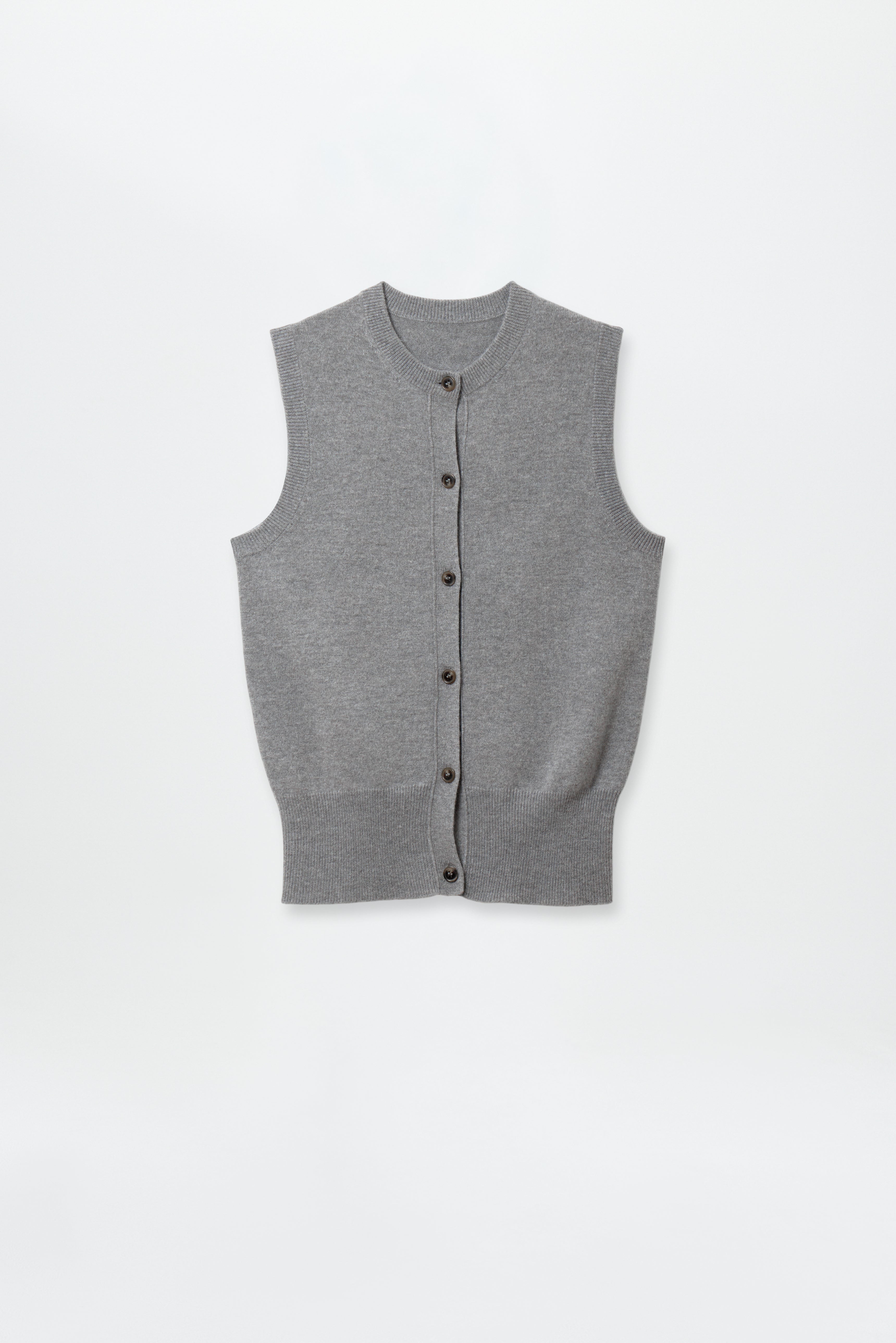 Fine Cashmere Cardigan Vest Grey