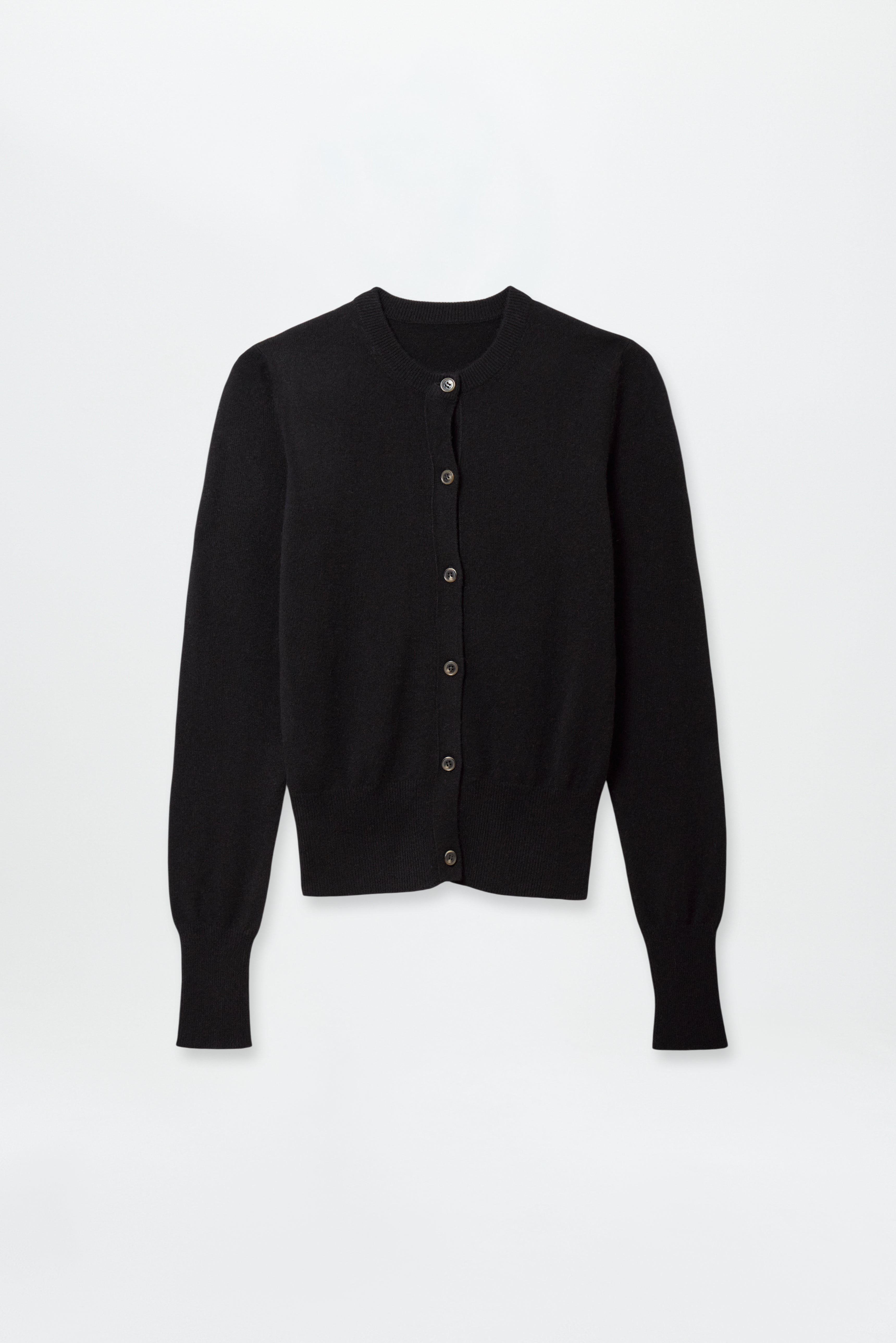 Fine Cashmere Crewneck Cardigan Black