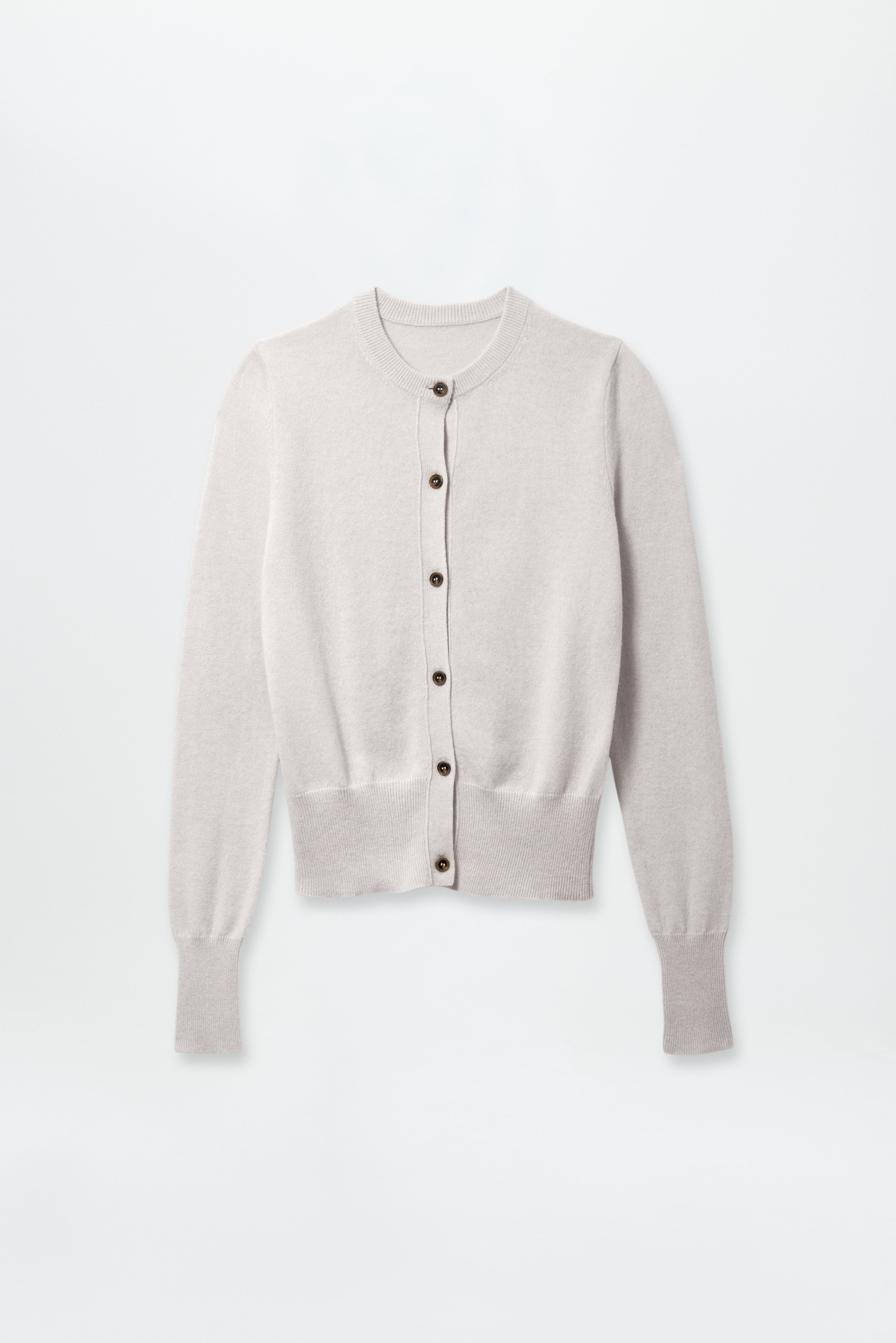 Fine Cashmere Crewneck Cardigan Vanilla