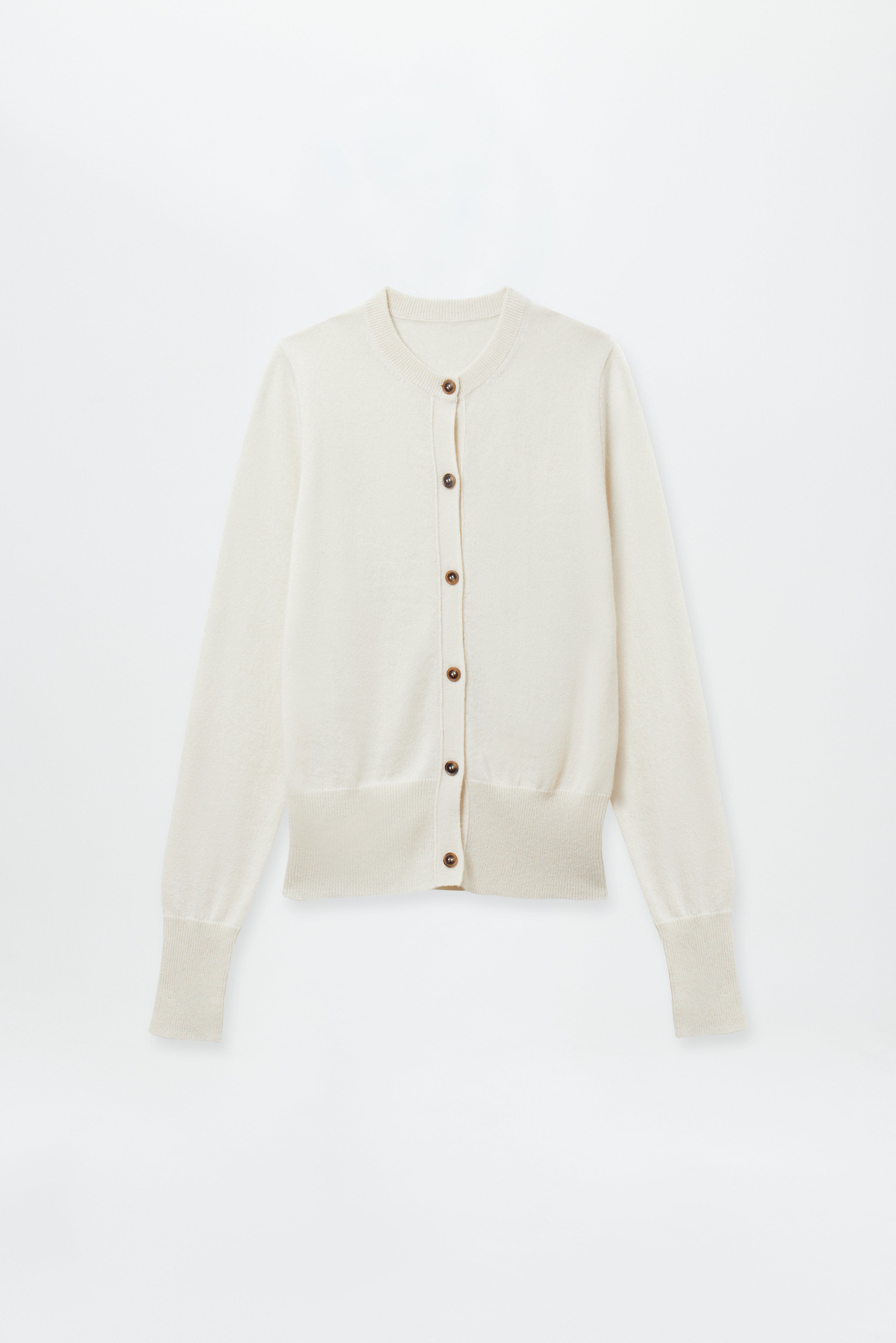Fine Cashmere Crewneck Cardigan Off-White