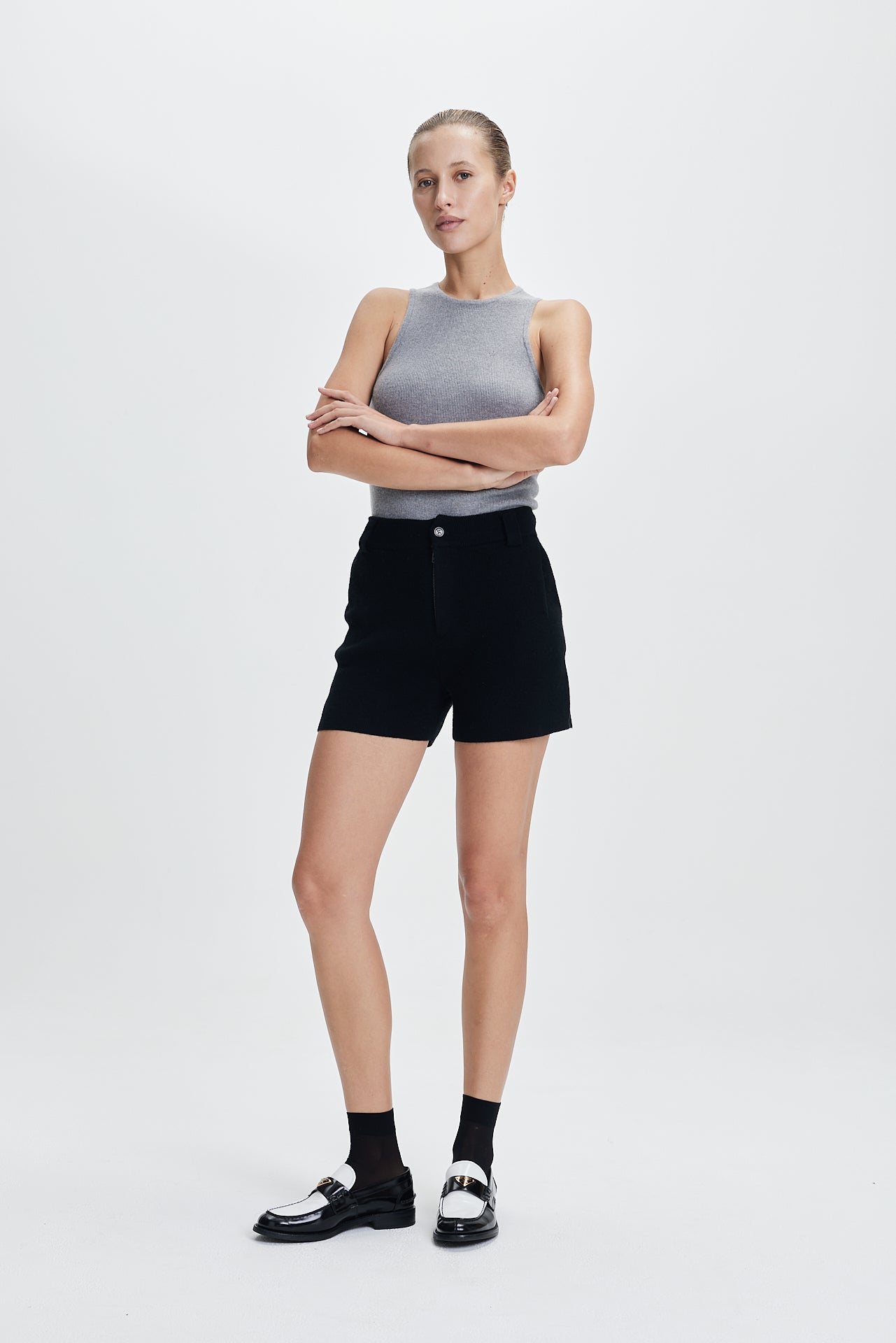 Fine Pleat Shorts Black