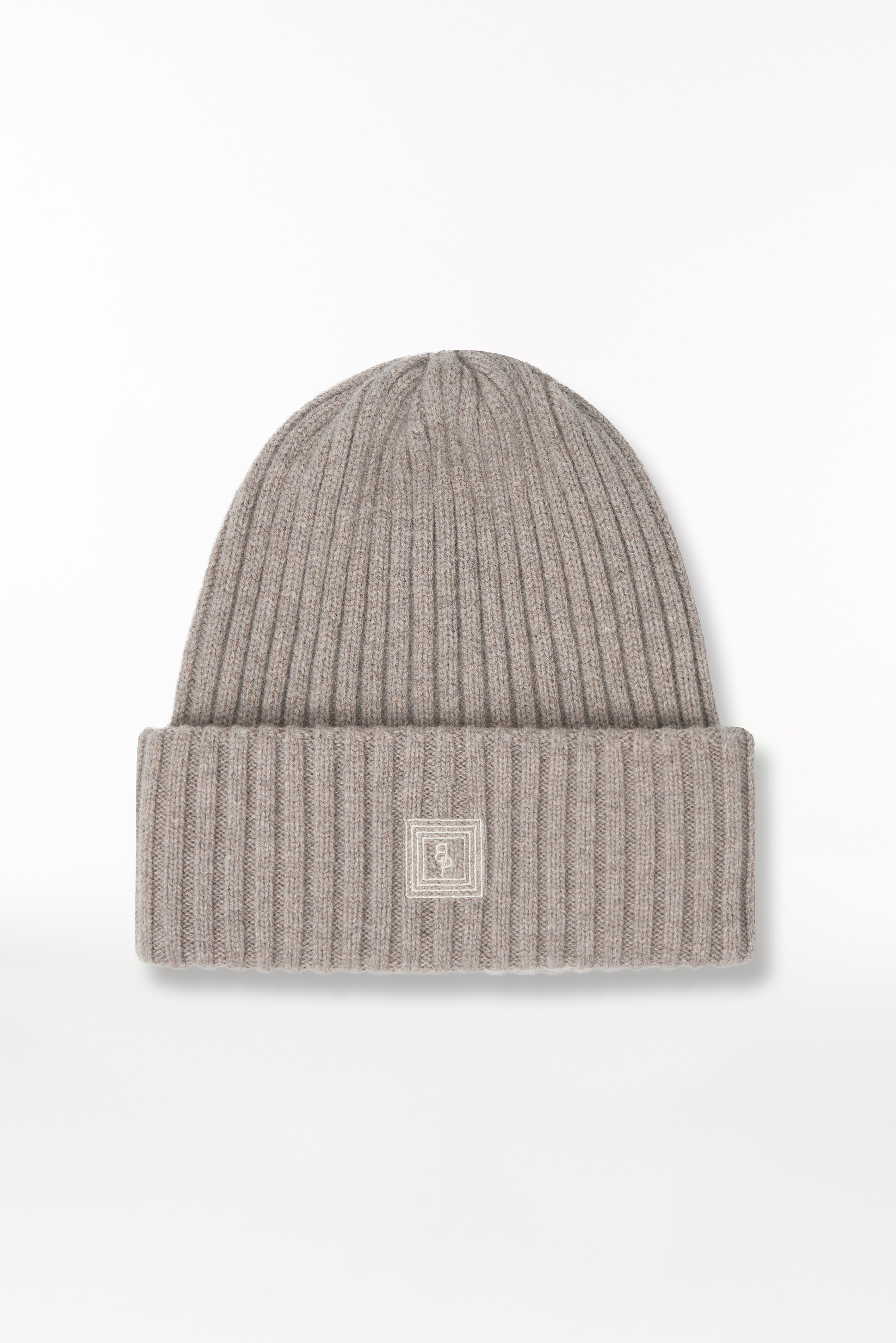 Cashmere Beanie Rib Knit Beige