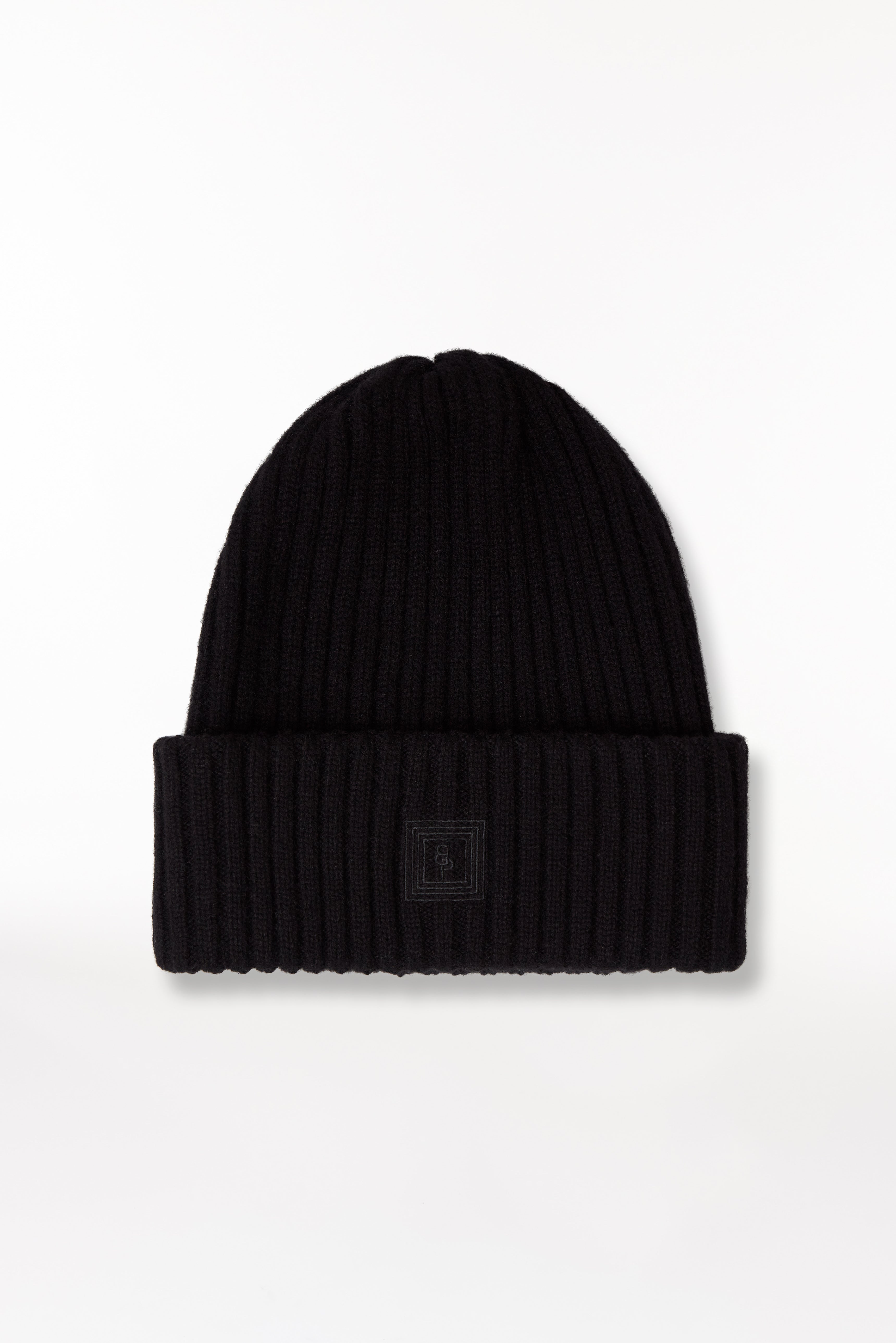 Cashmere Beanie Rib Knit Black
