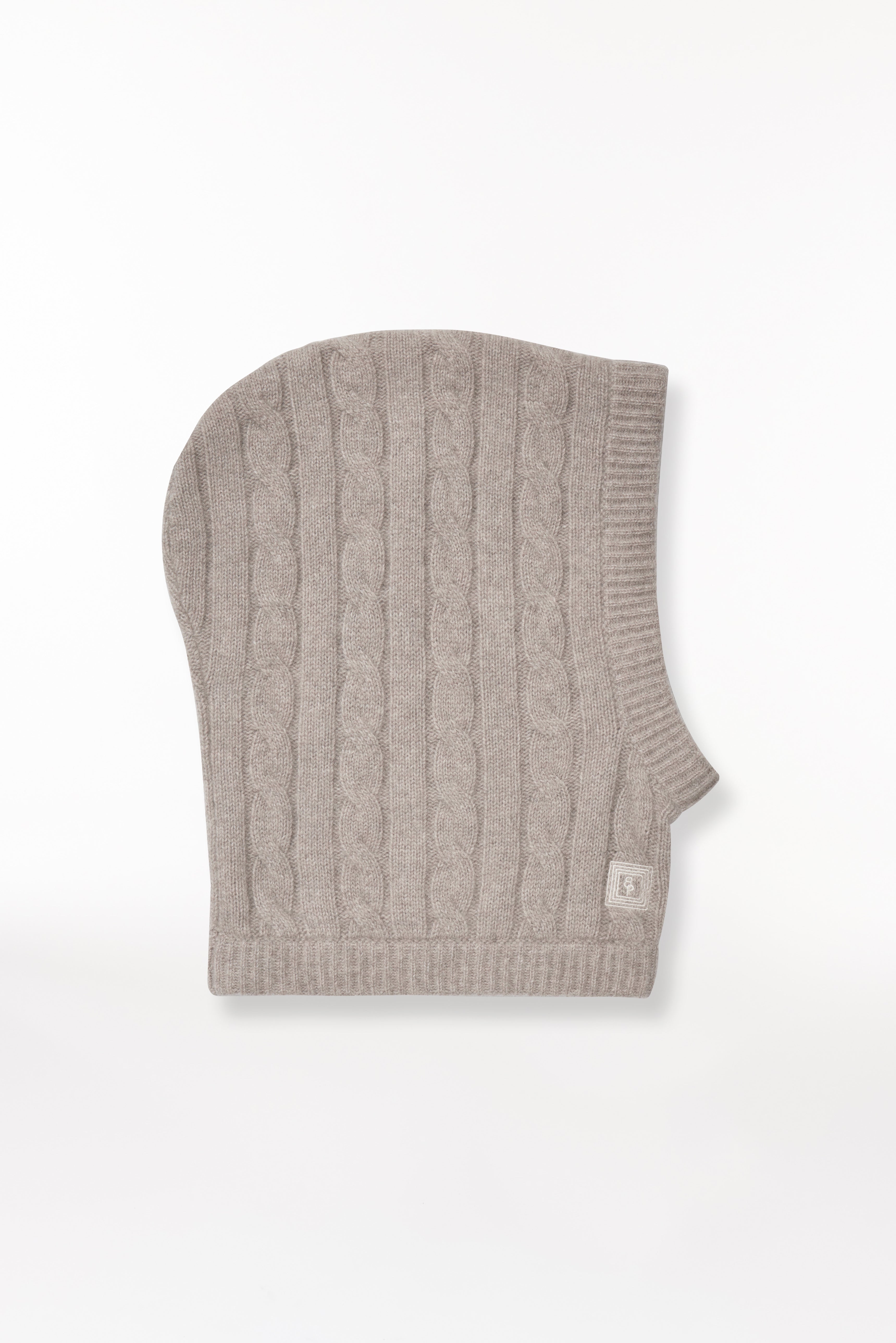Cashmere Hood Cable Knit Taupe 