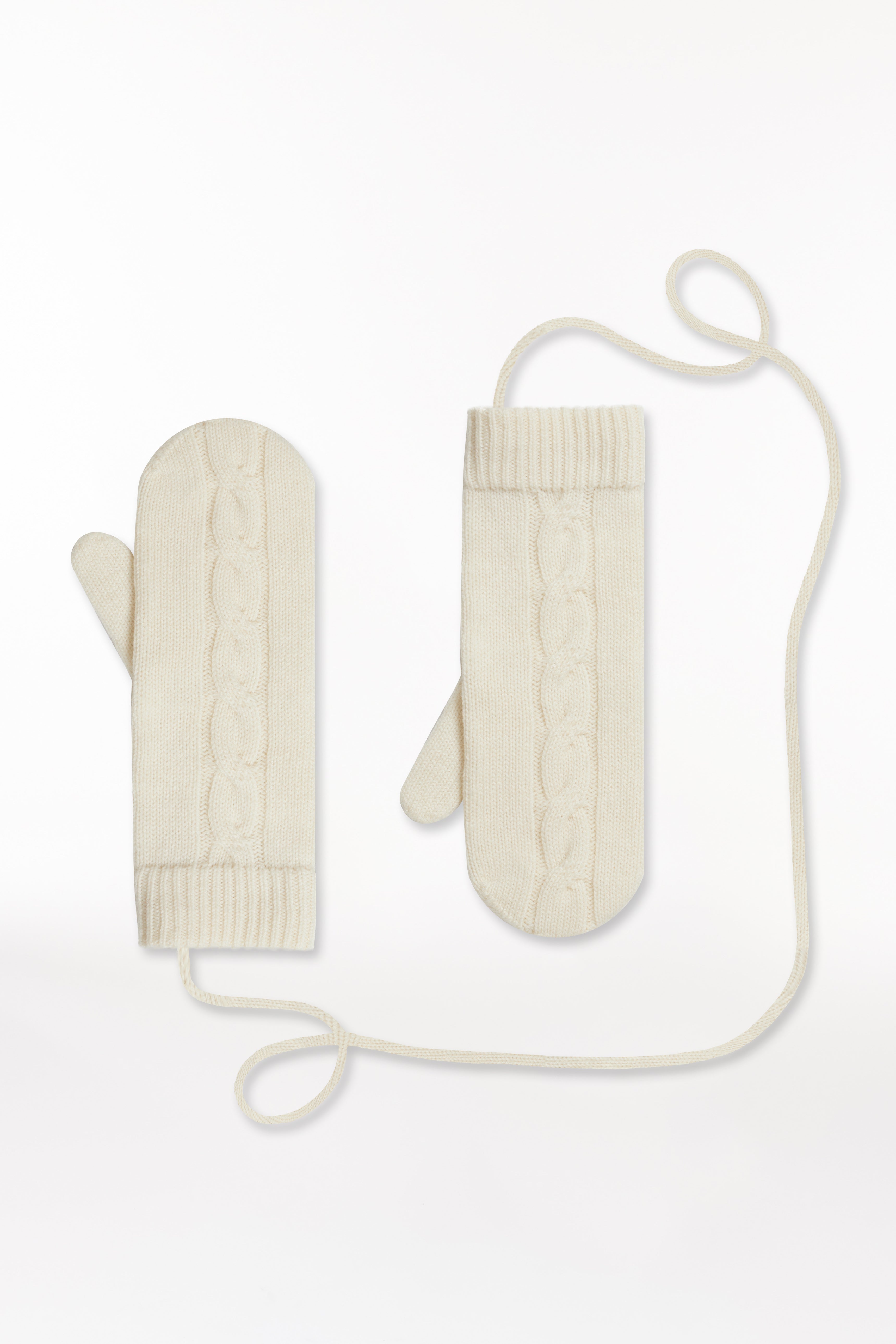 Cashmere Mittens Cable Knit Off-White 