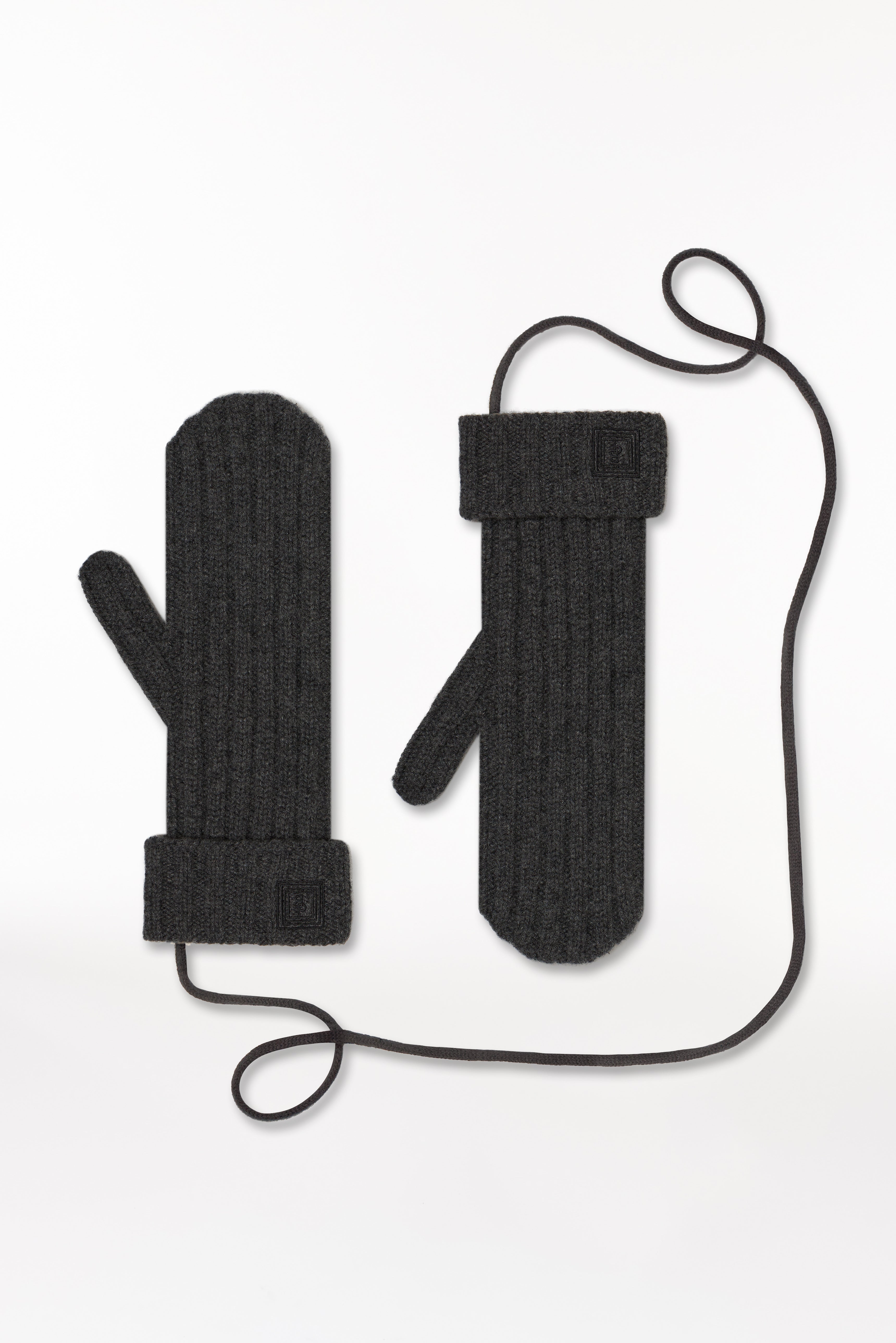 Cashmere Mittens Rib Knit Graphite