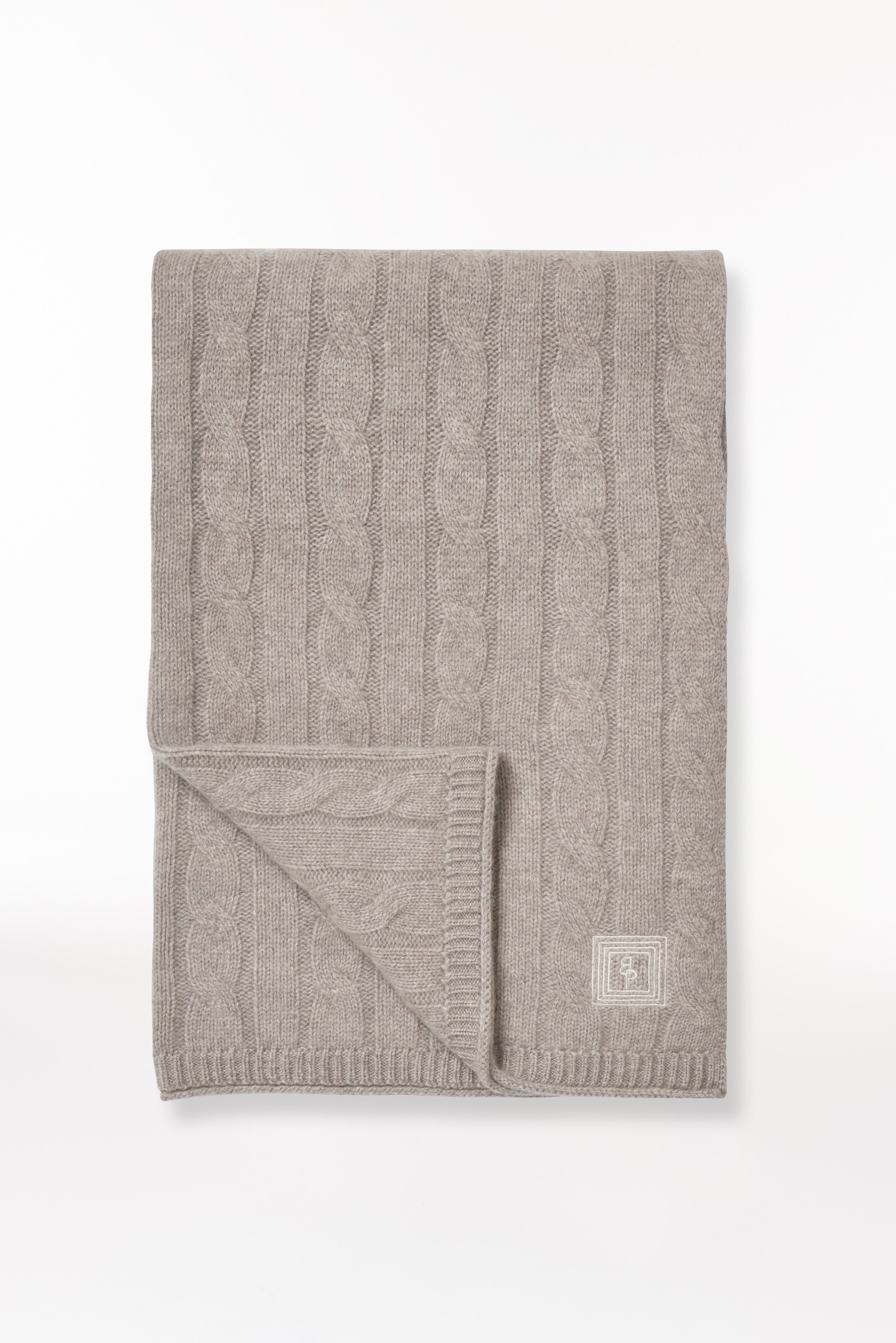 Cashmere Scarf Cable Knit Taupe 