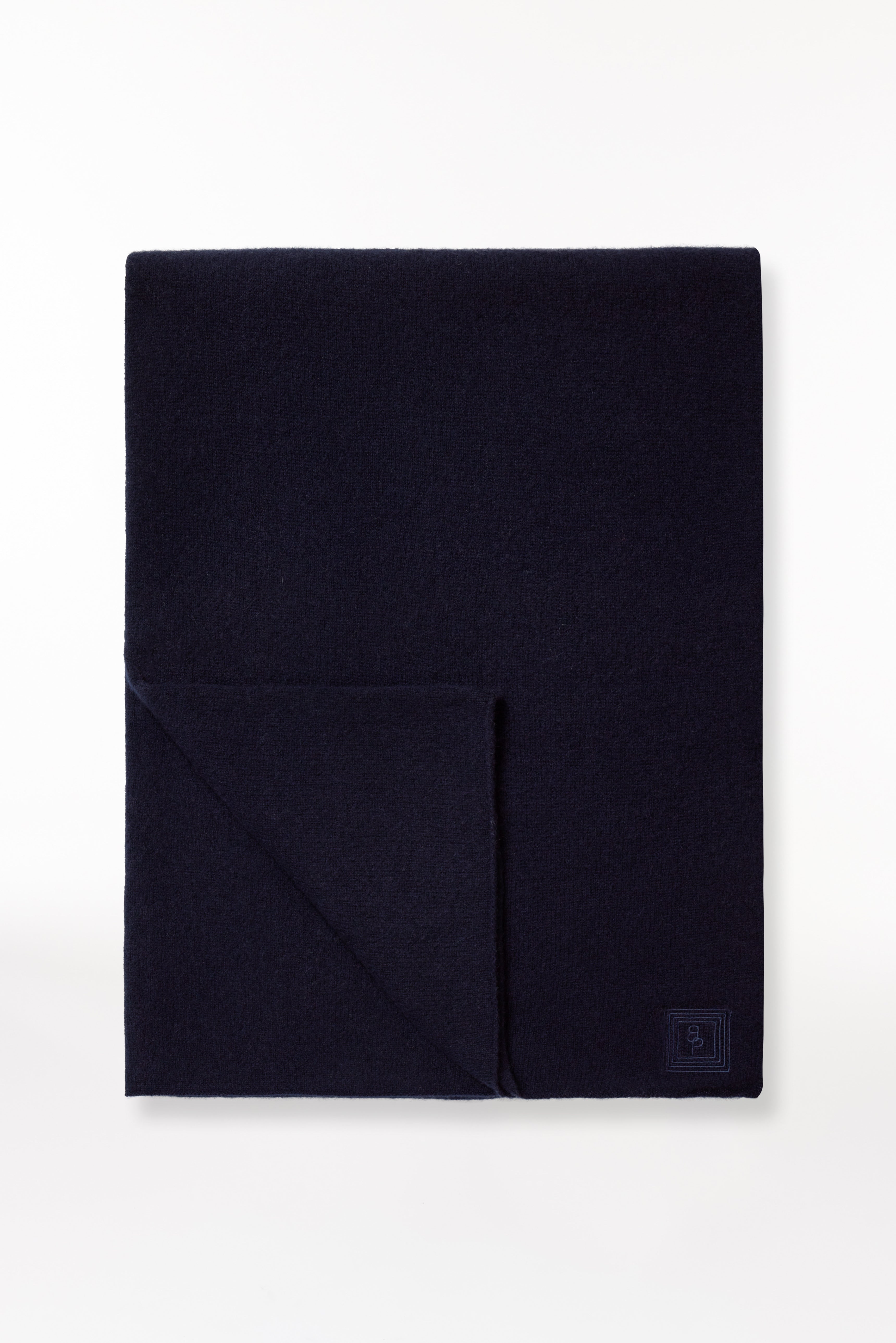 Cashmere Scarf Fine Knit Dark Blue 