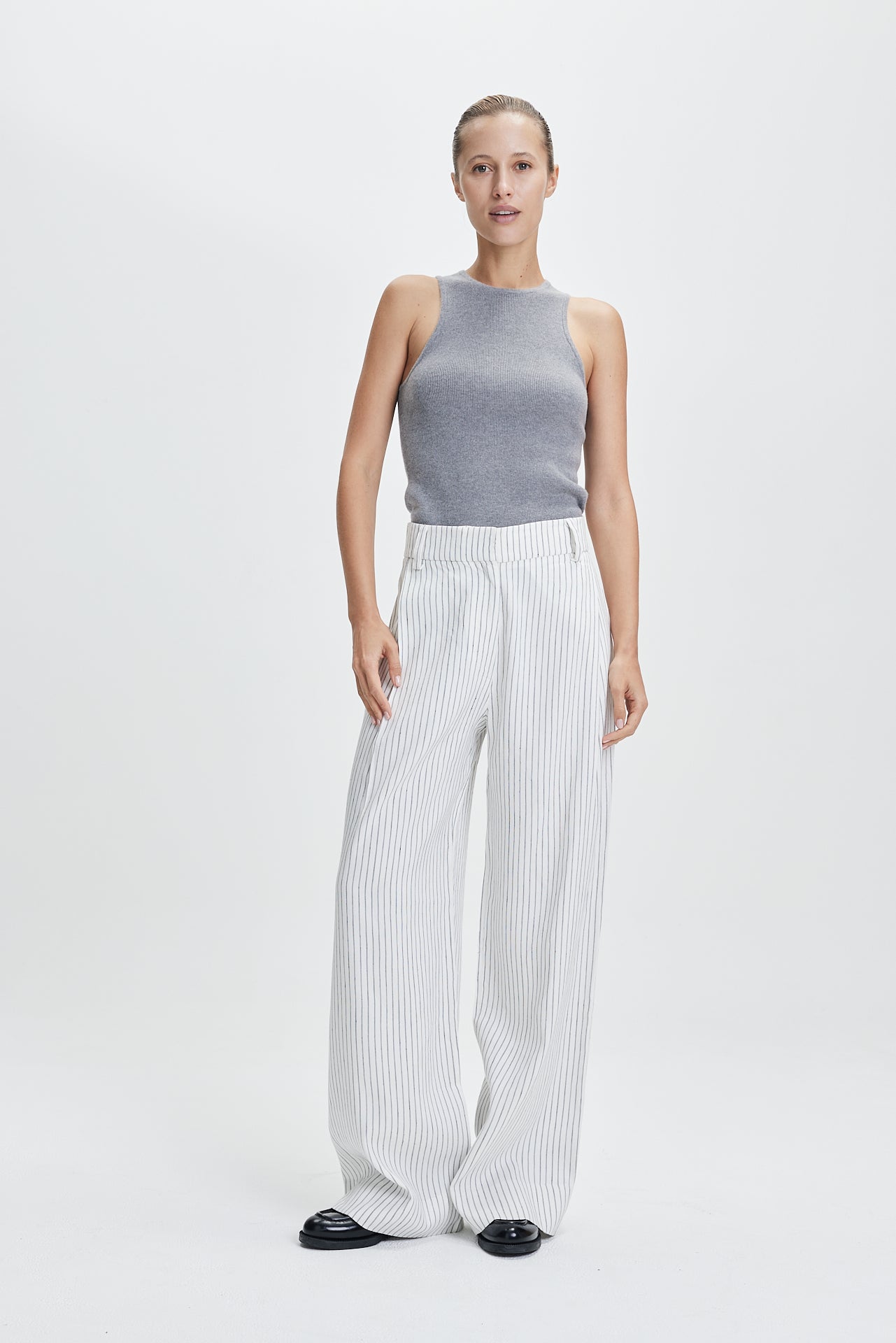 Linen Pleat Trousers Off-White Stripes