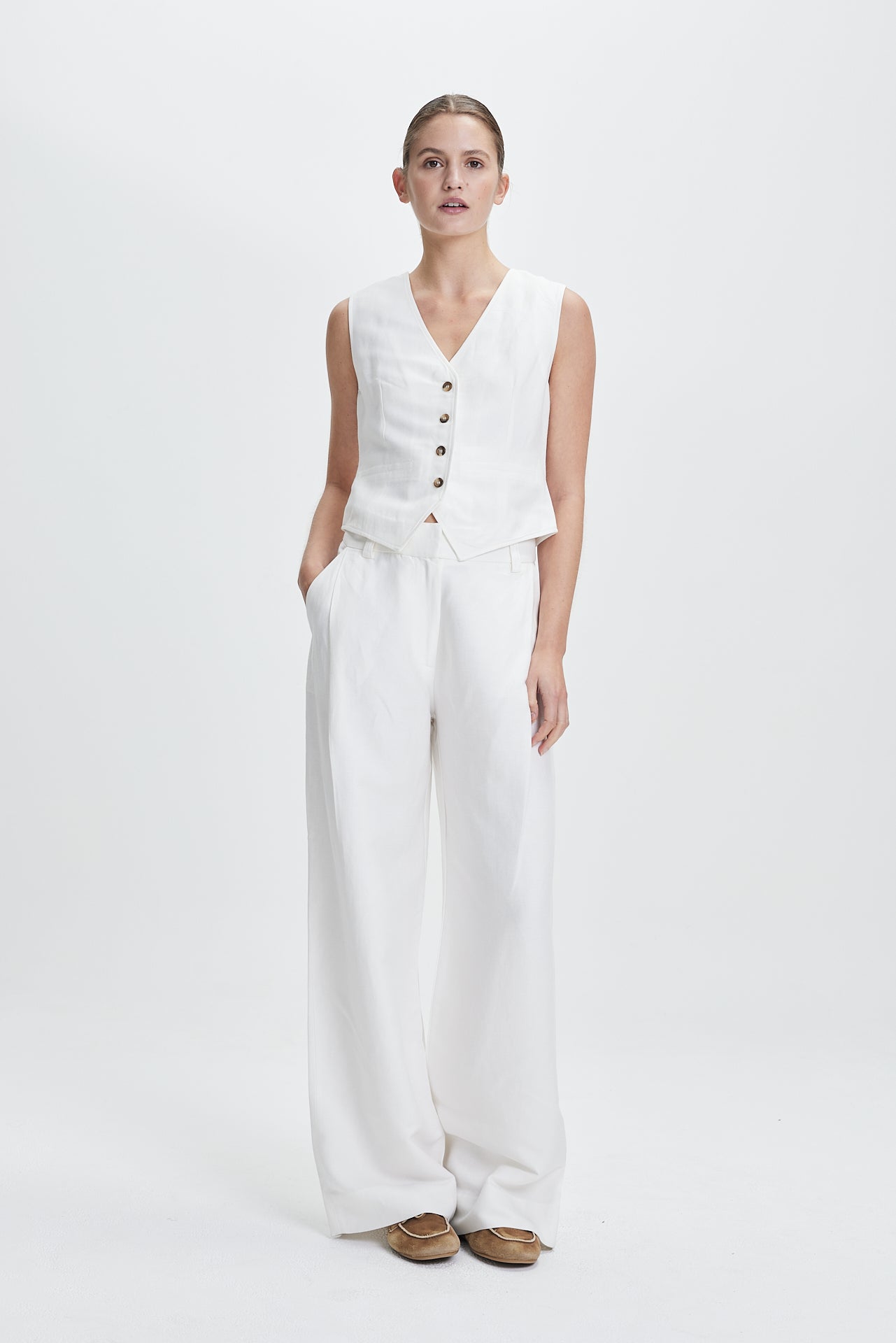 Linen Vest Off-White