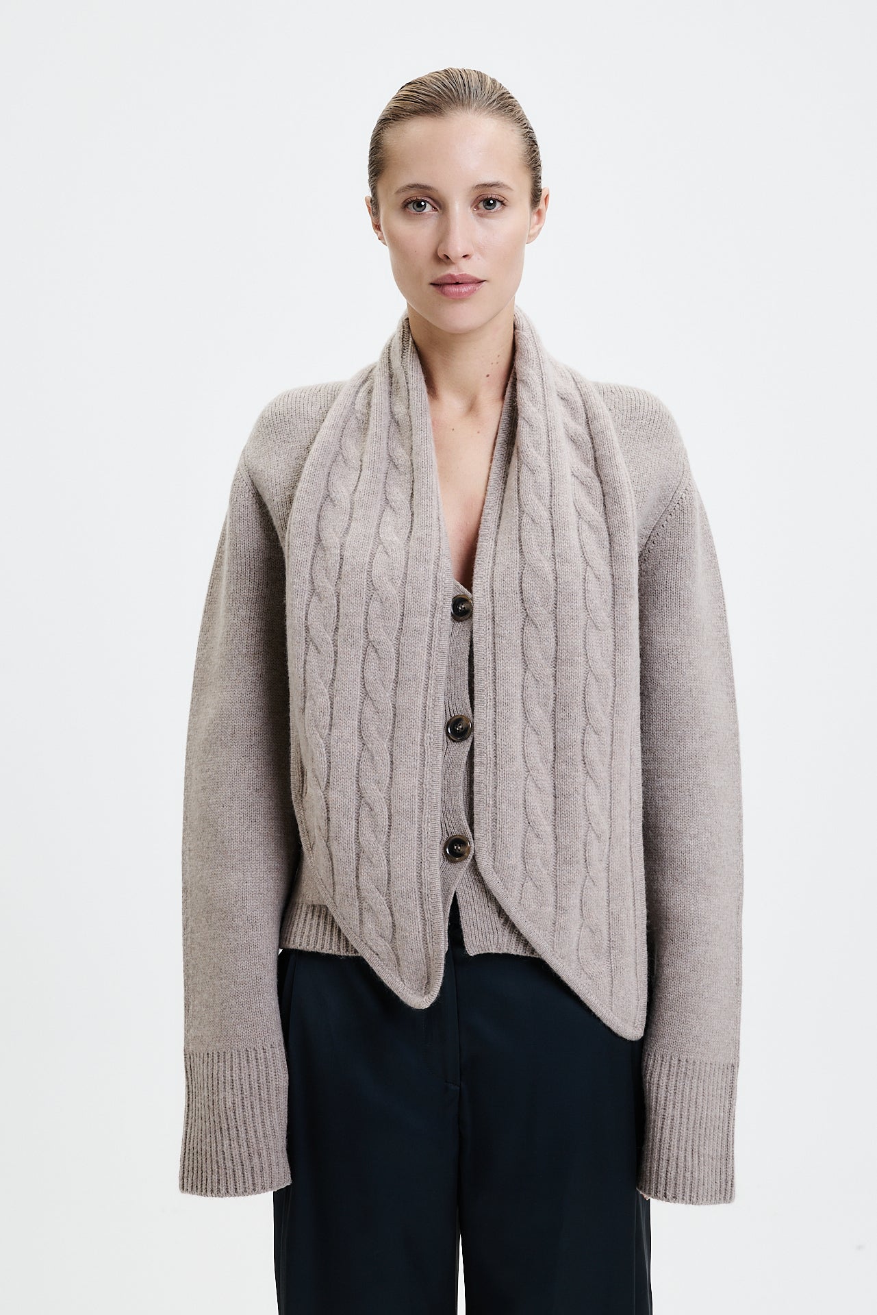 Kaschmir Bandeau Cable Knit Taupe