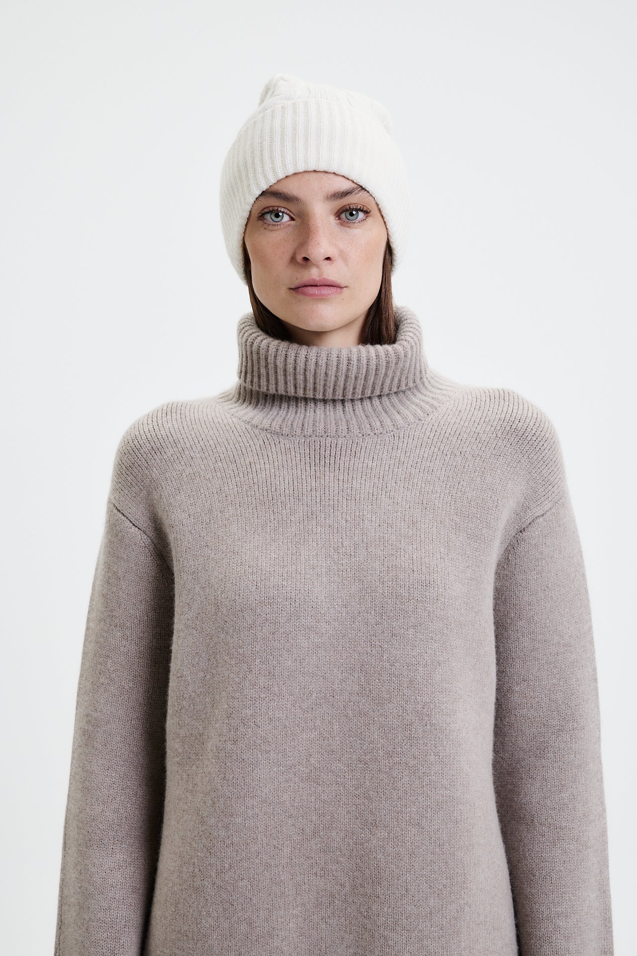 Cashmere Beanie Cable Knit Off-White 