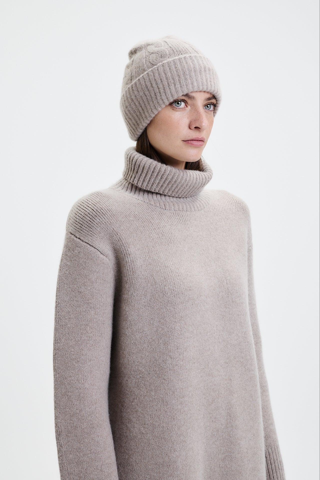 Kaschmir Beanie Cable Knit Taupe