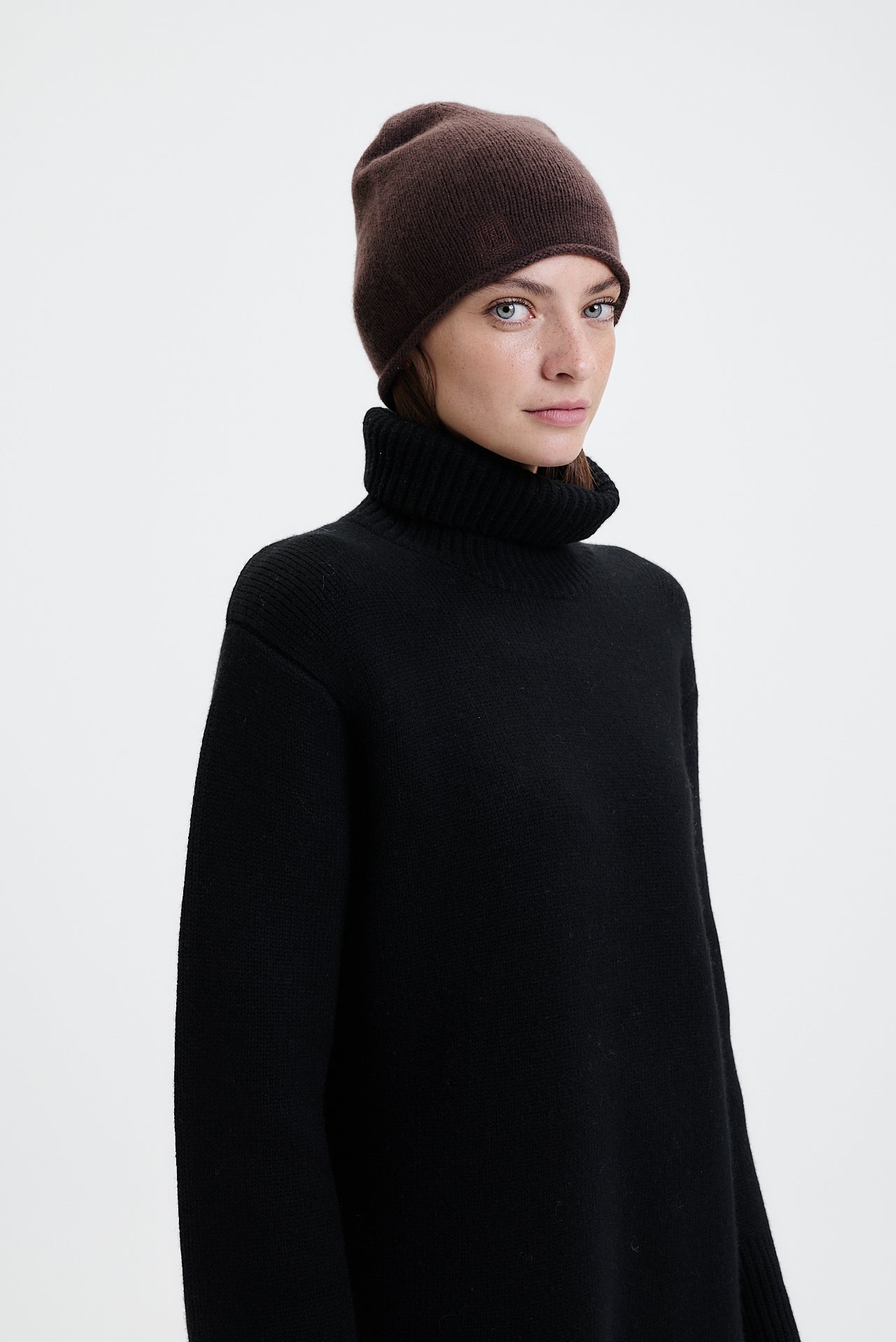Cashmere Beanie Fine Knit Chocolate 