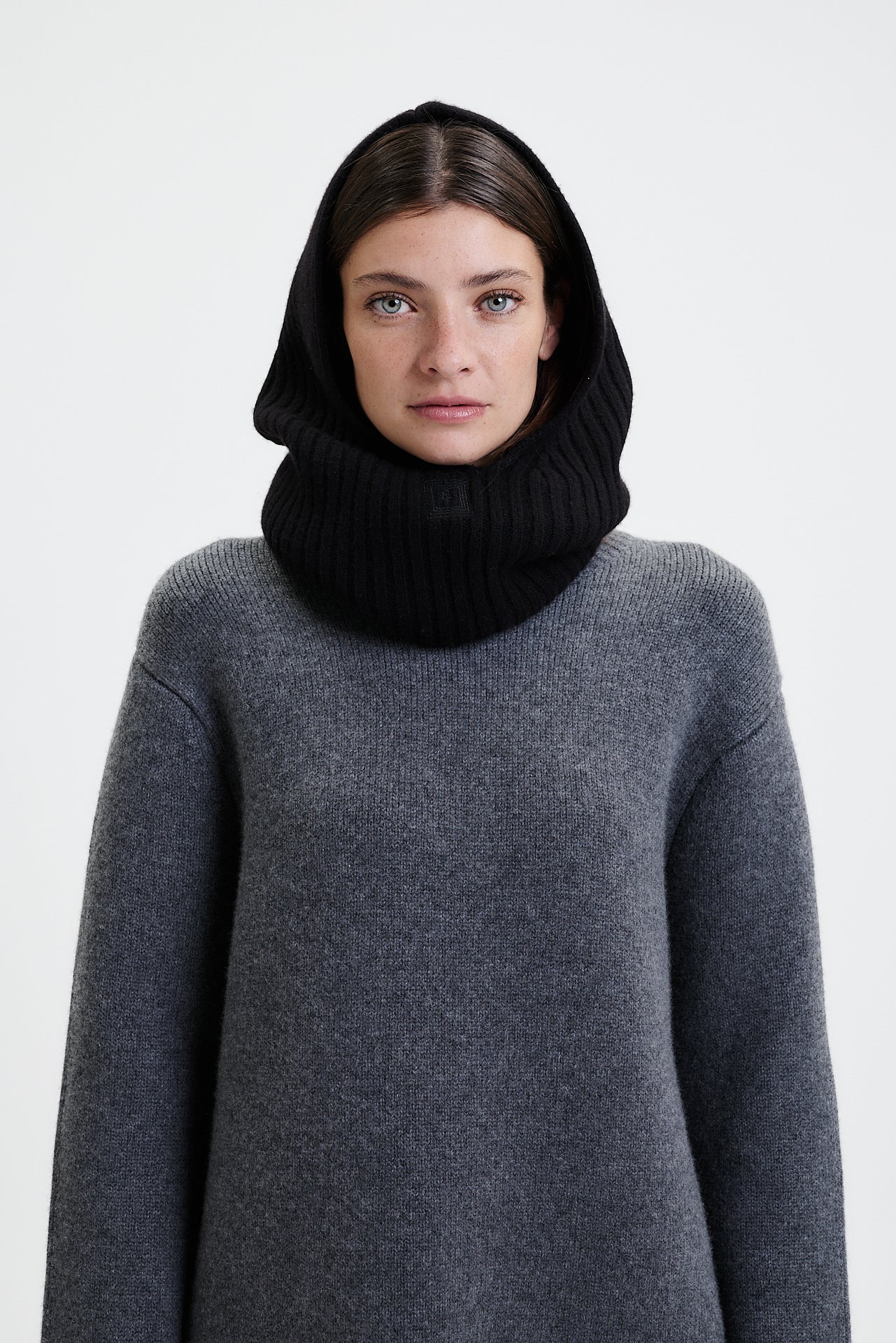 Cashmere Hood Rib Knit Black 