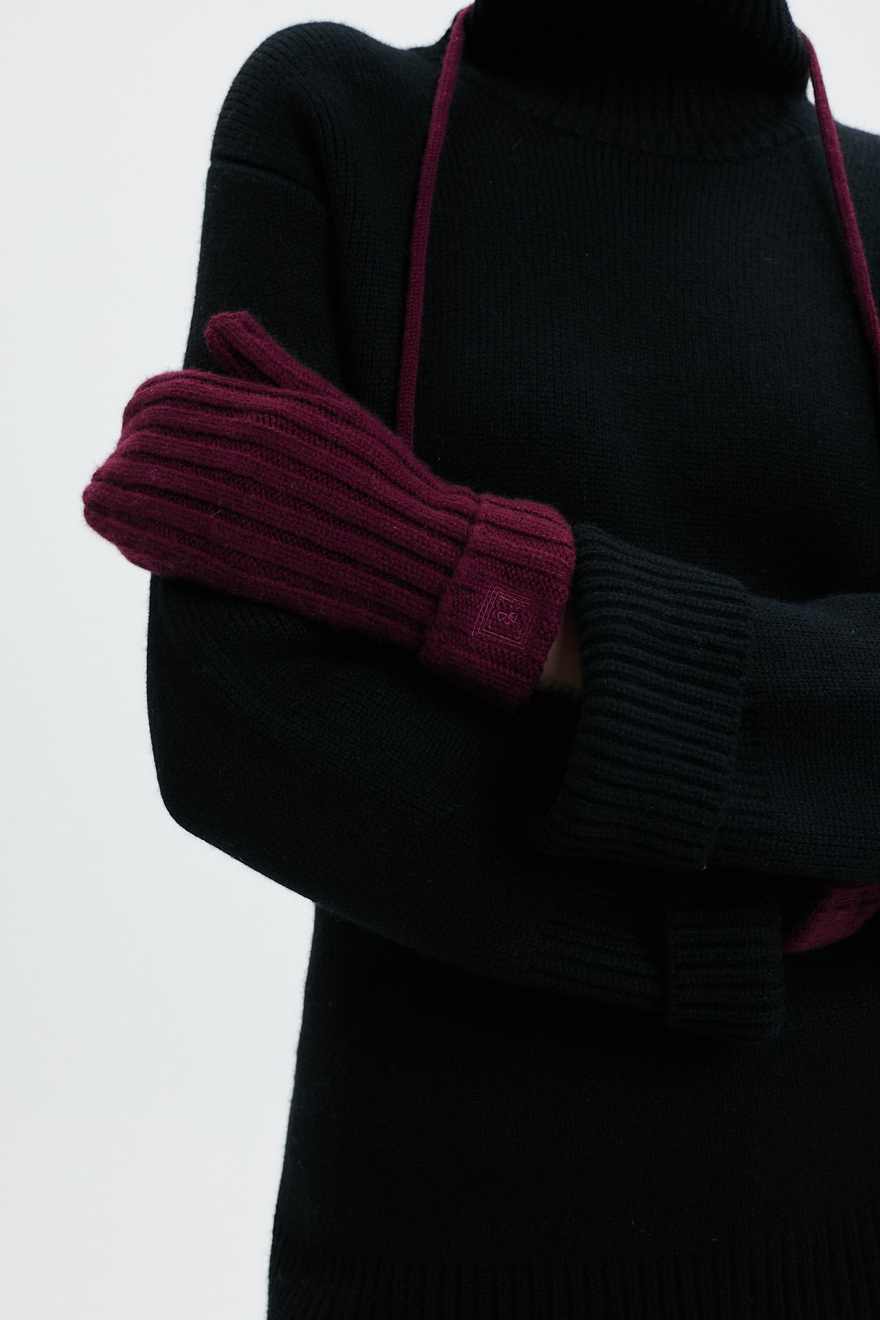Kaschmir Mittens Rib Knit Burgundy