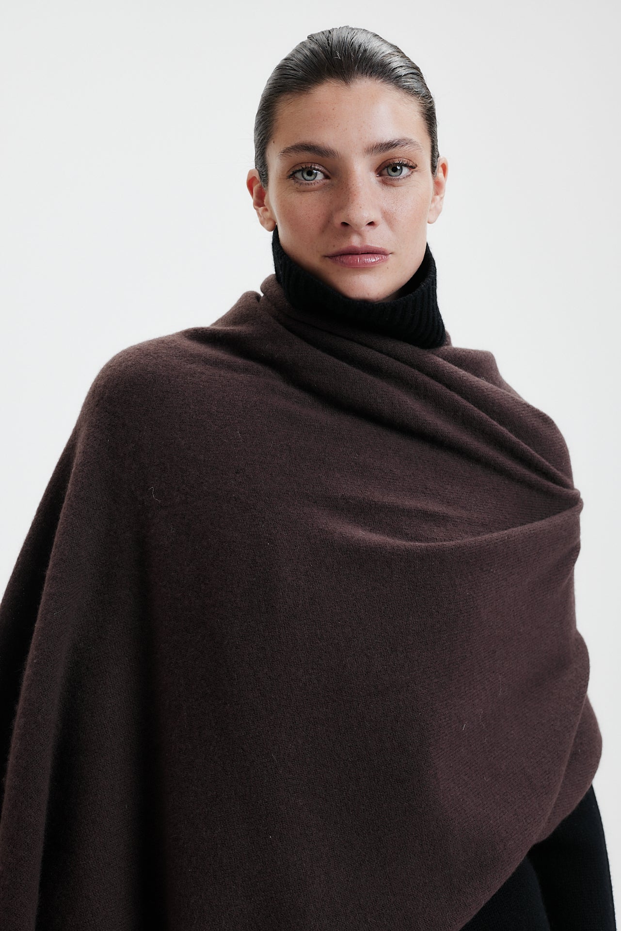 Cashmere Scarf Fine Knit Chocolate 