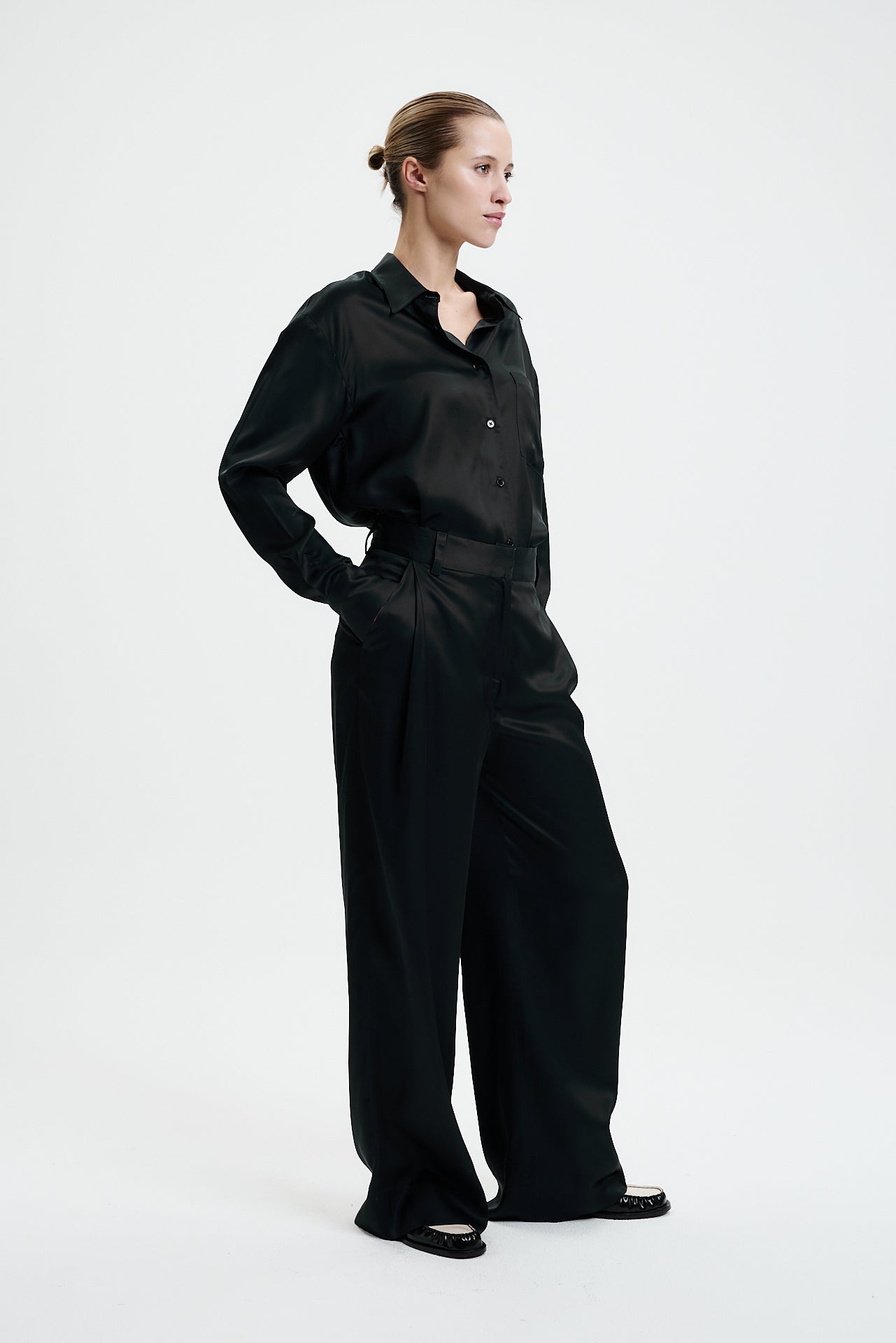 Pleated Trousers Soft Touch Black