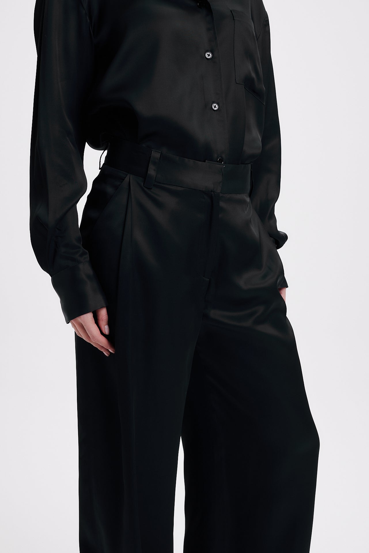 Pleated Trousers Soft Touch Black