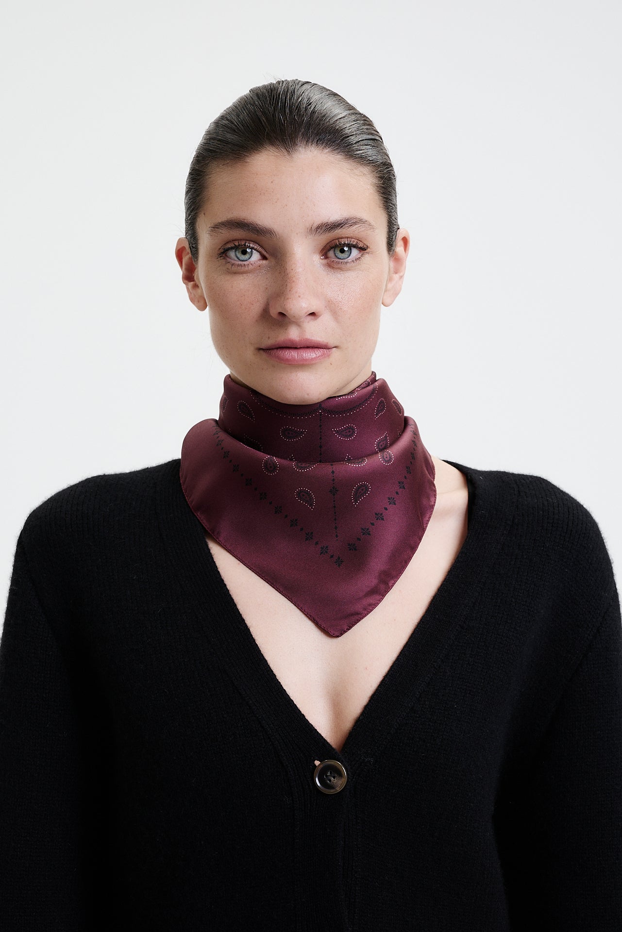 Seidentuch Paisley 70 Bordeaux
