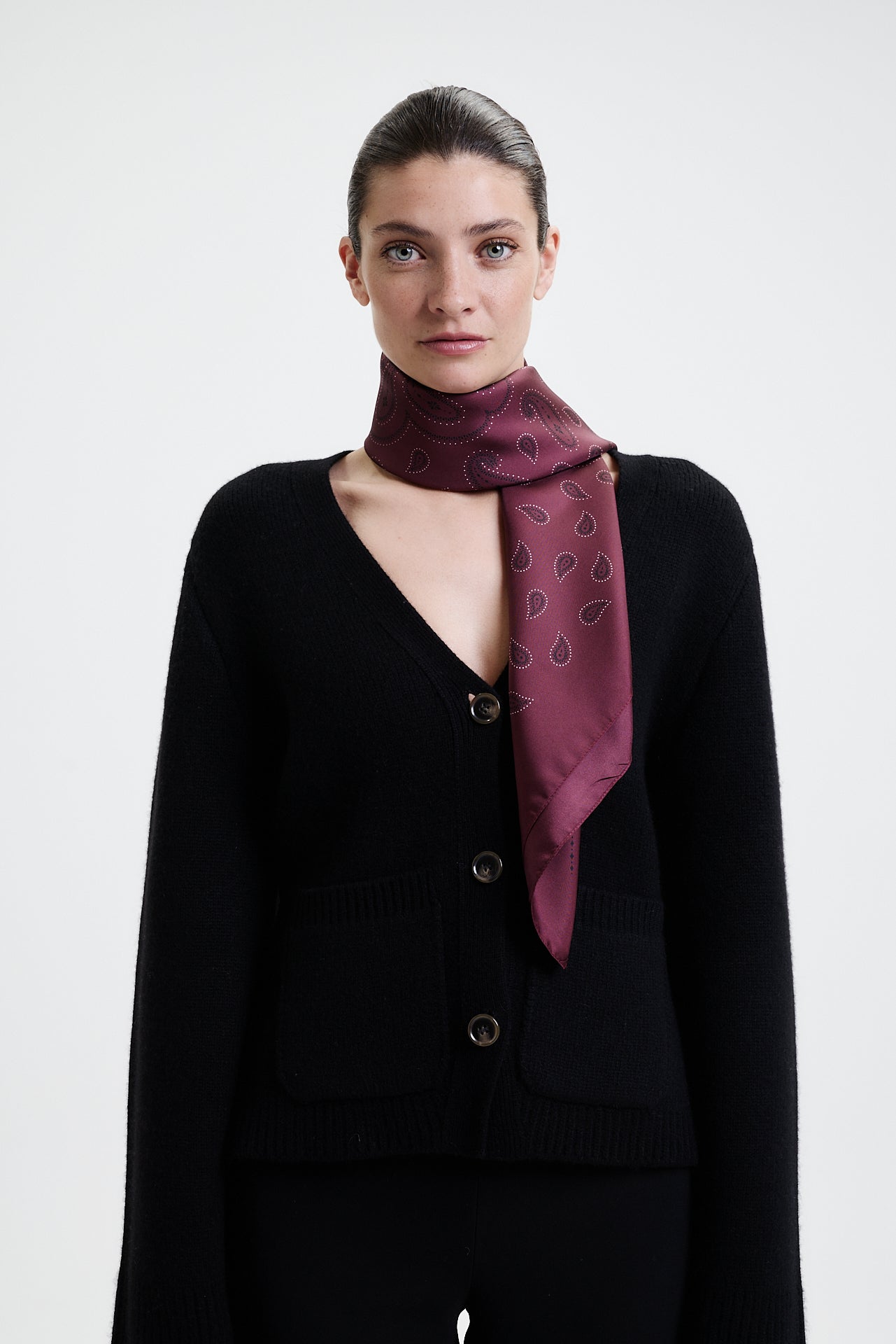 Silk Scarf Paisley 90 Bordeaux