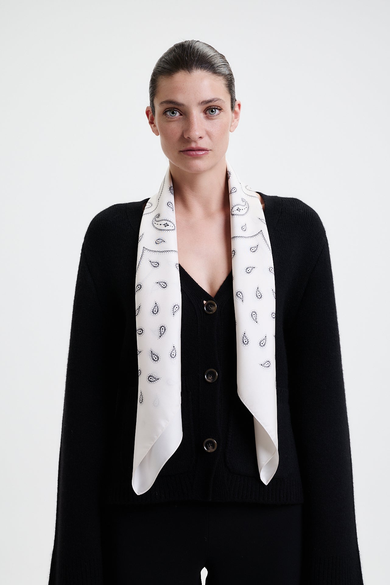Seidentuch Paisley 90 Off-White