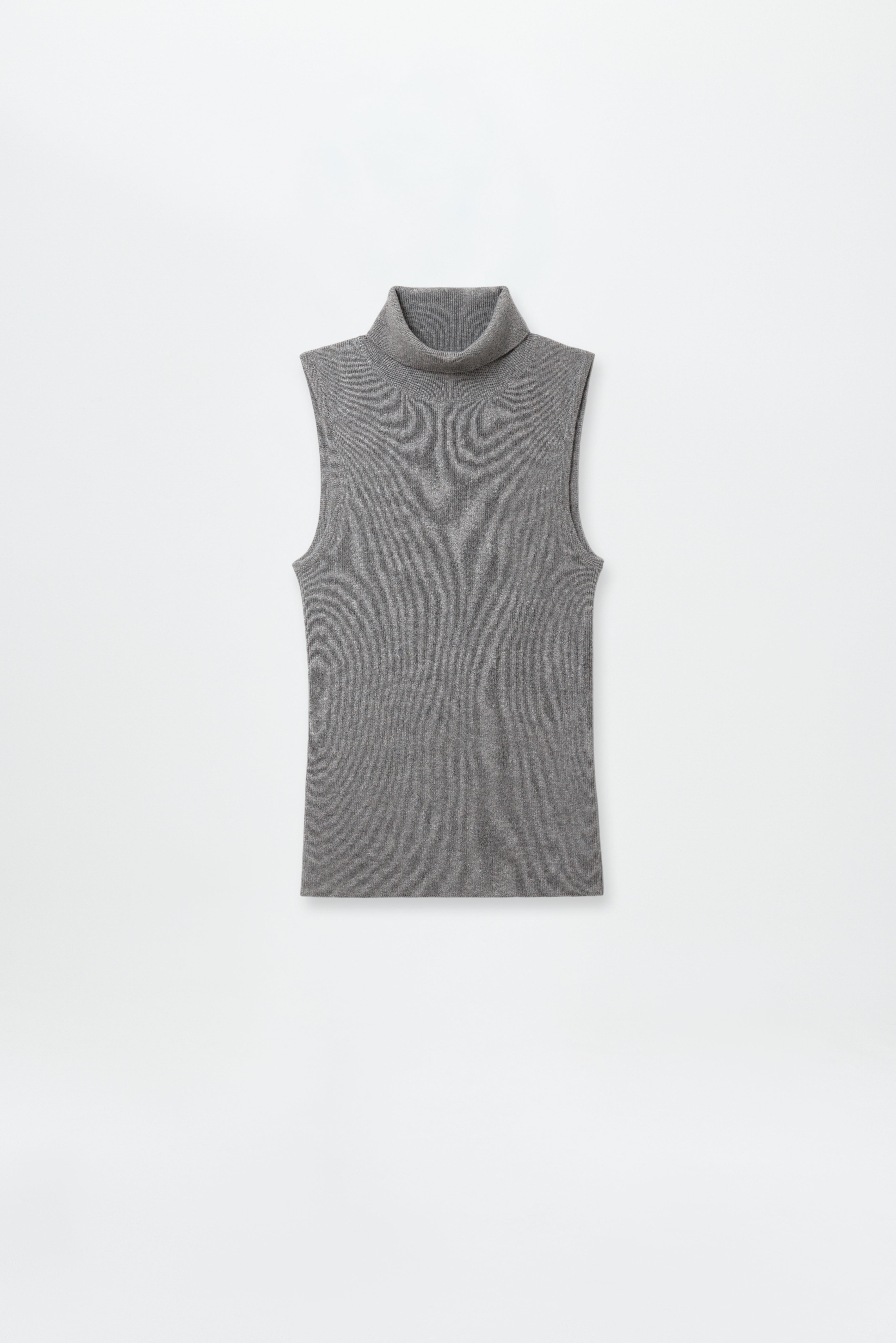 Rib Turtleneck Top Grey