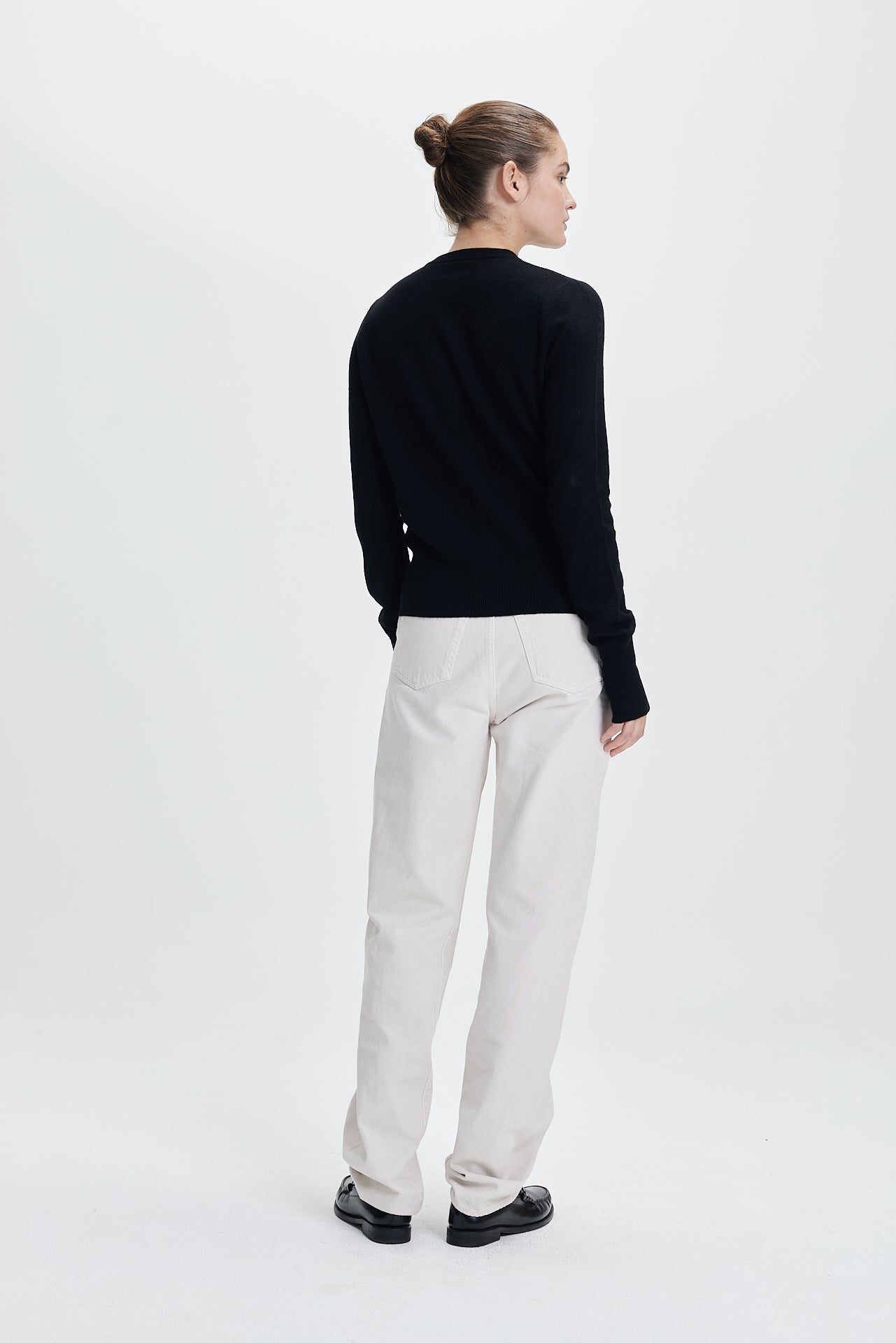 Fine Cashmere Crewneck Cardigan Black