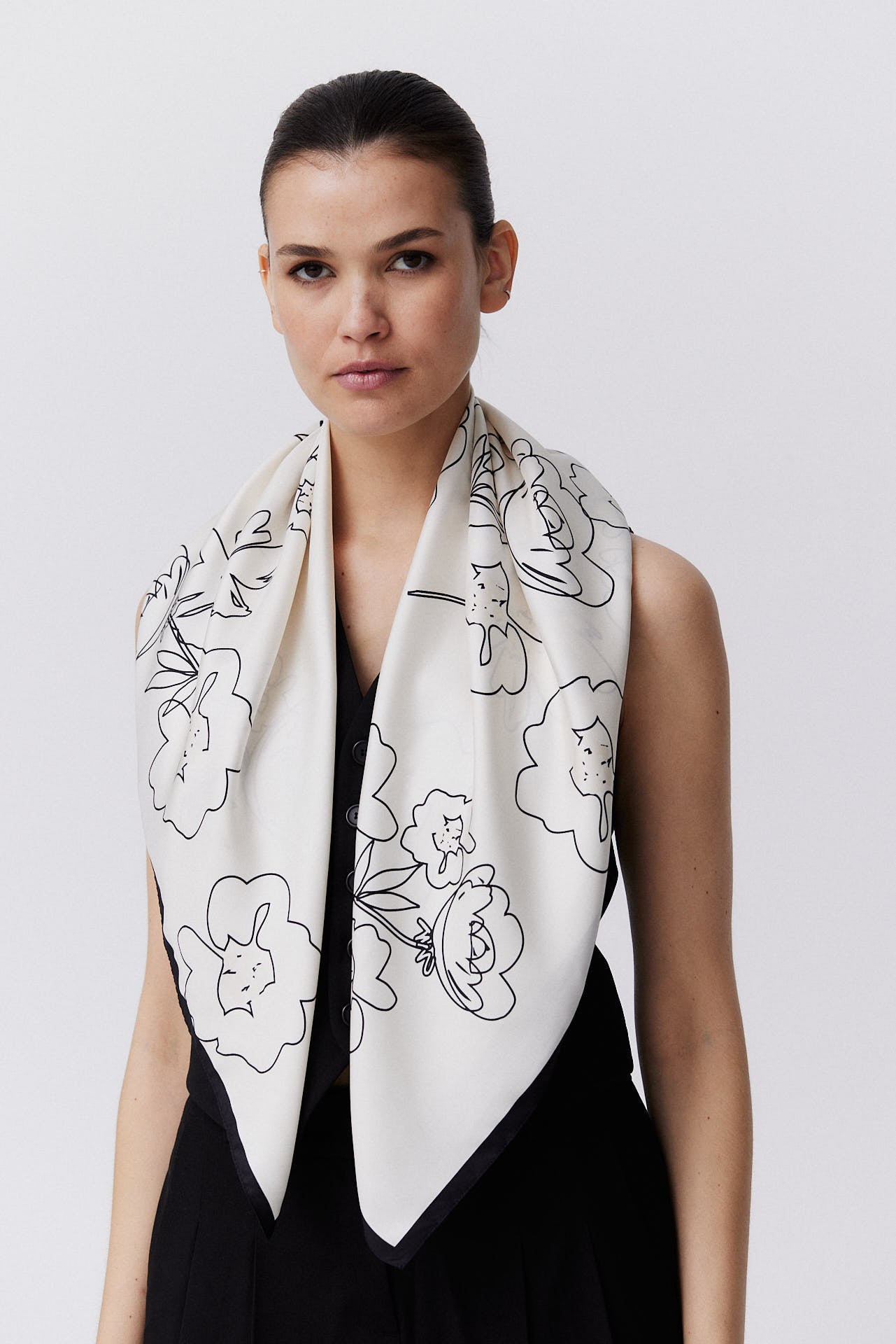 Seidentuch Flowers 90 Off-White