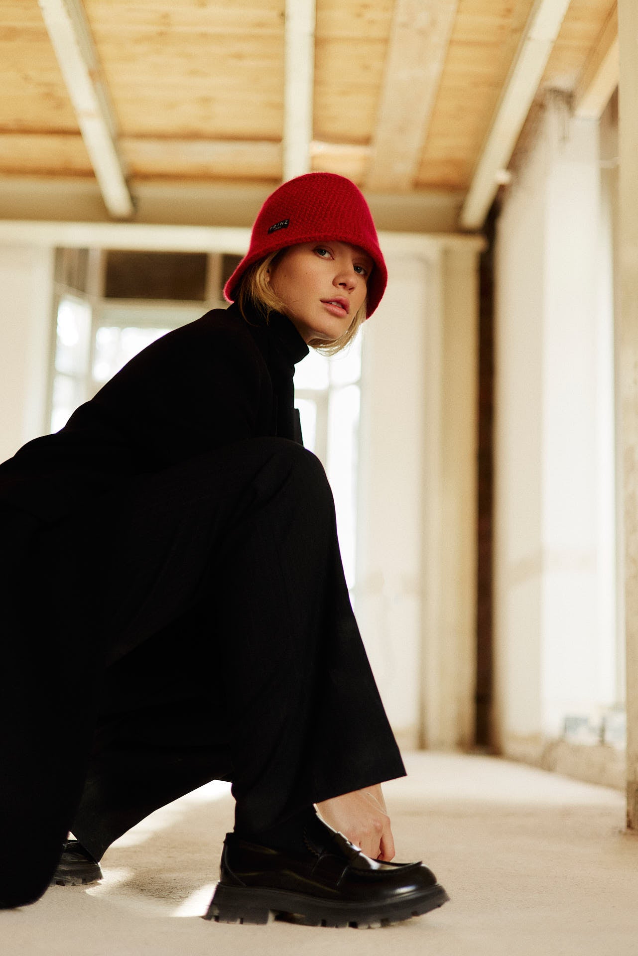 Cashmere Bucket Hat Hand Crochet Red