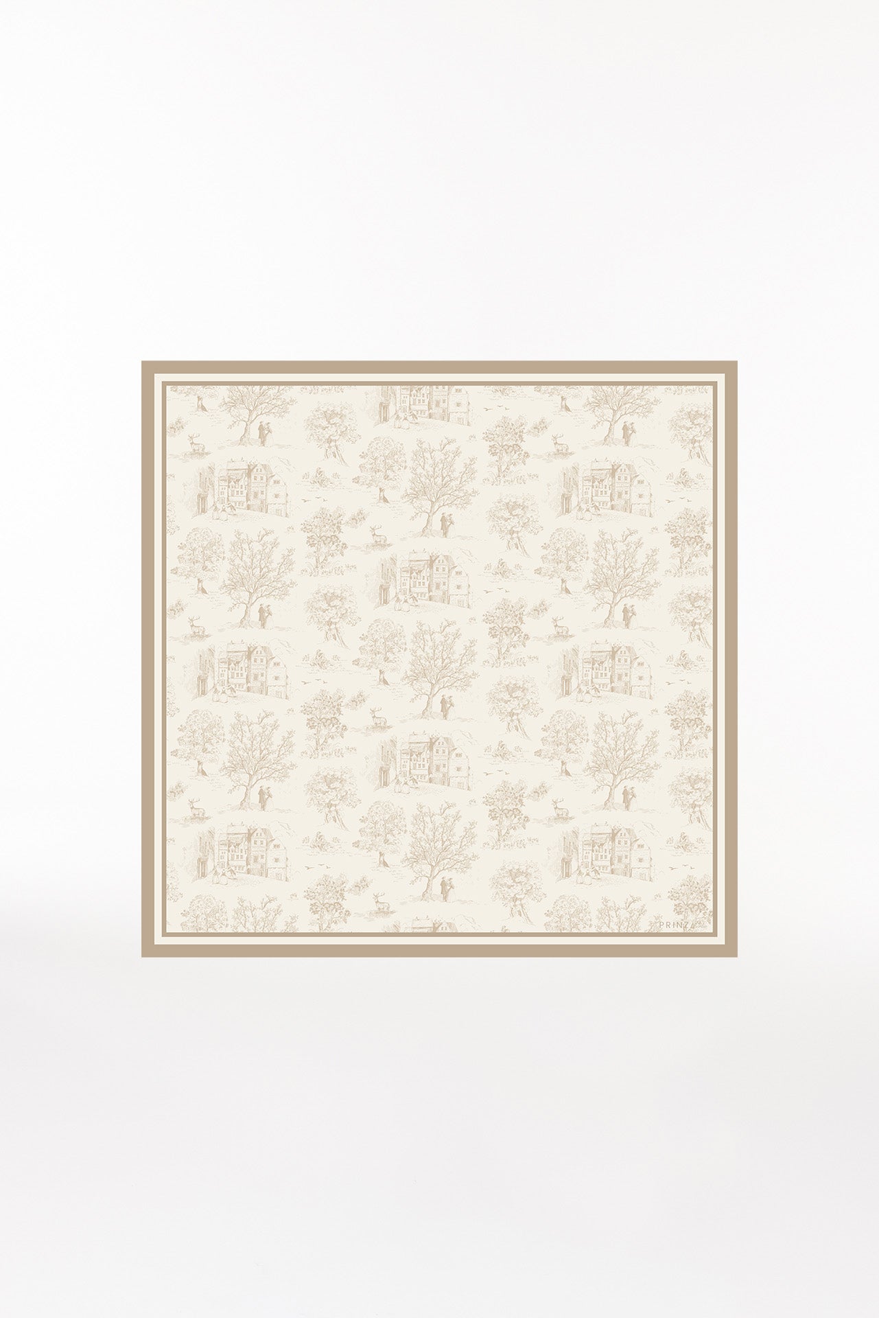 Silk Scarf Toile Valentine 90 Beige