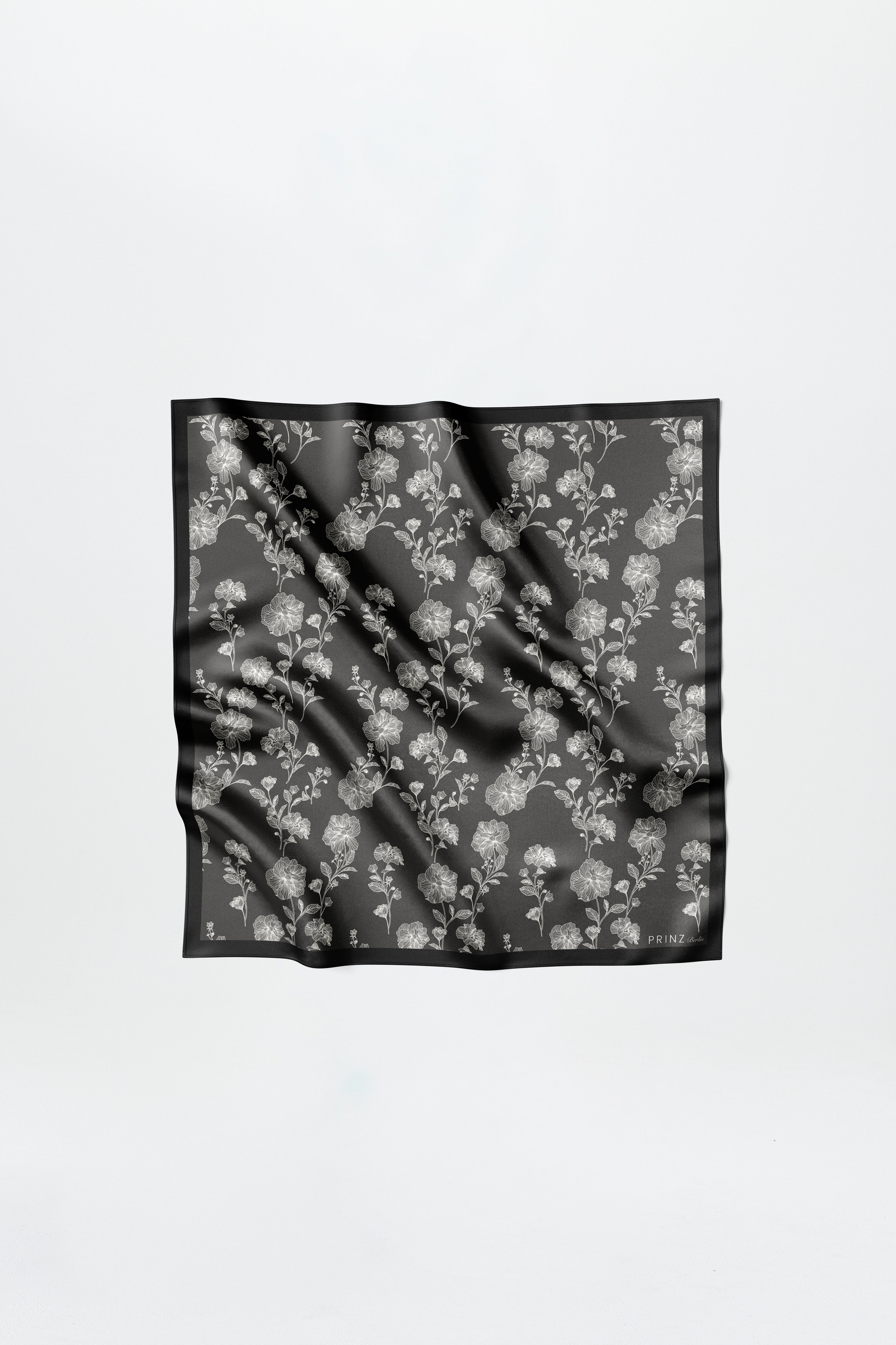 Silk Scarf Blossom 70 Black