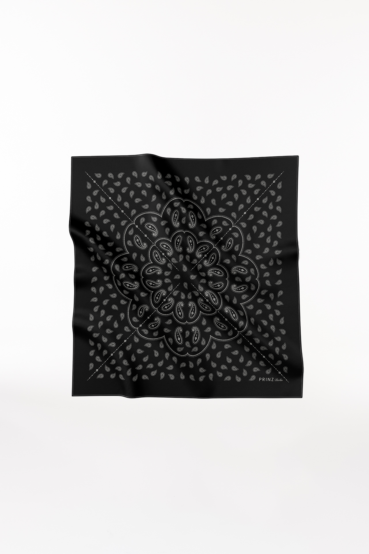 Seidentuch Paisley 90 Schwarz