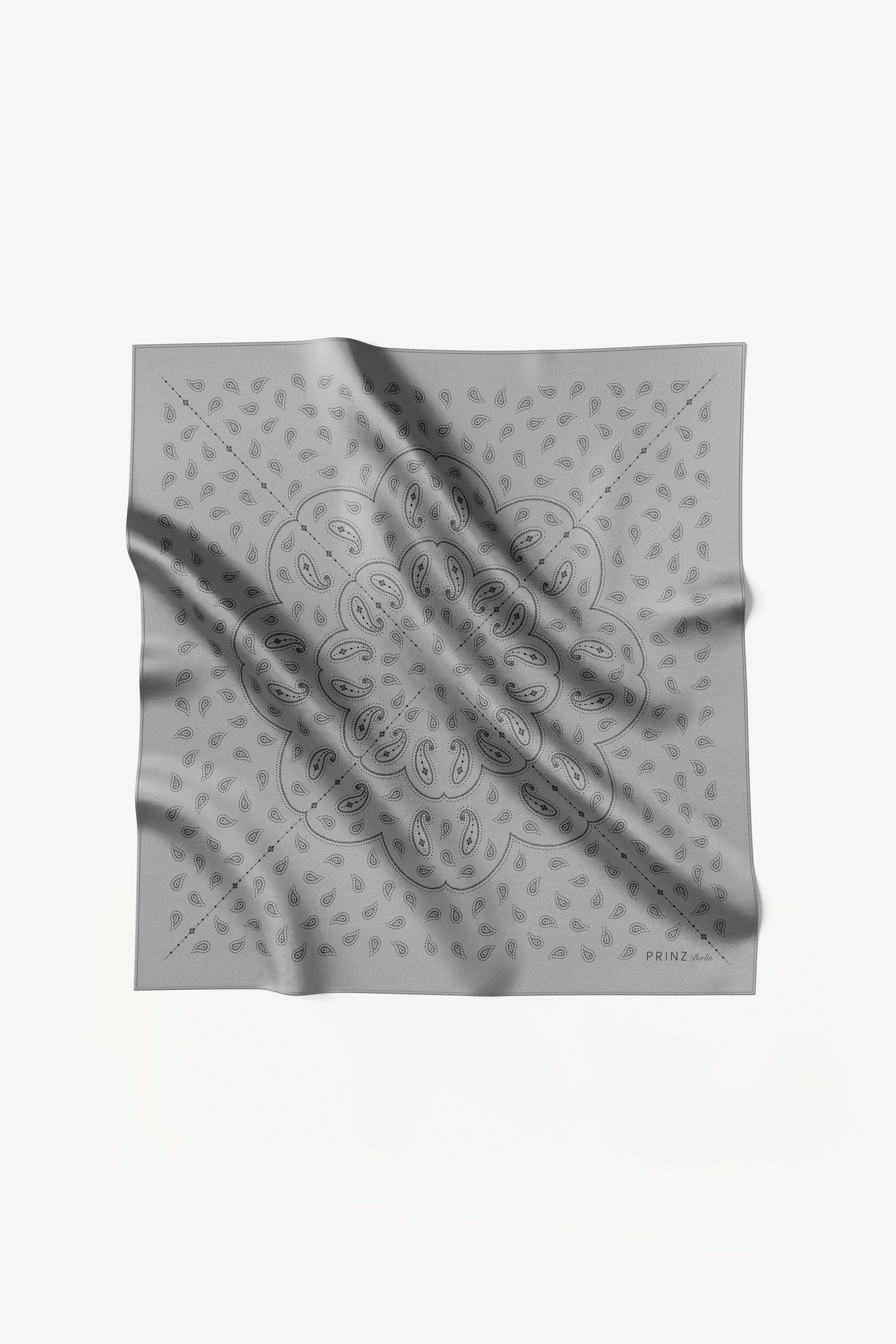 Silk Scarf Paisley 90 Grey