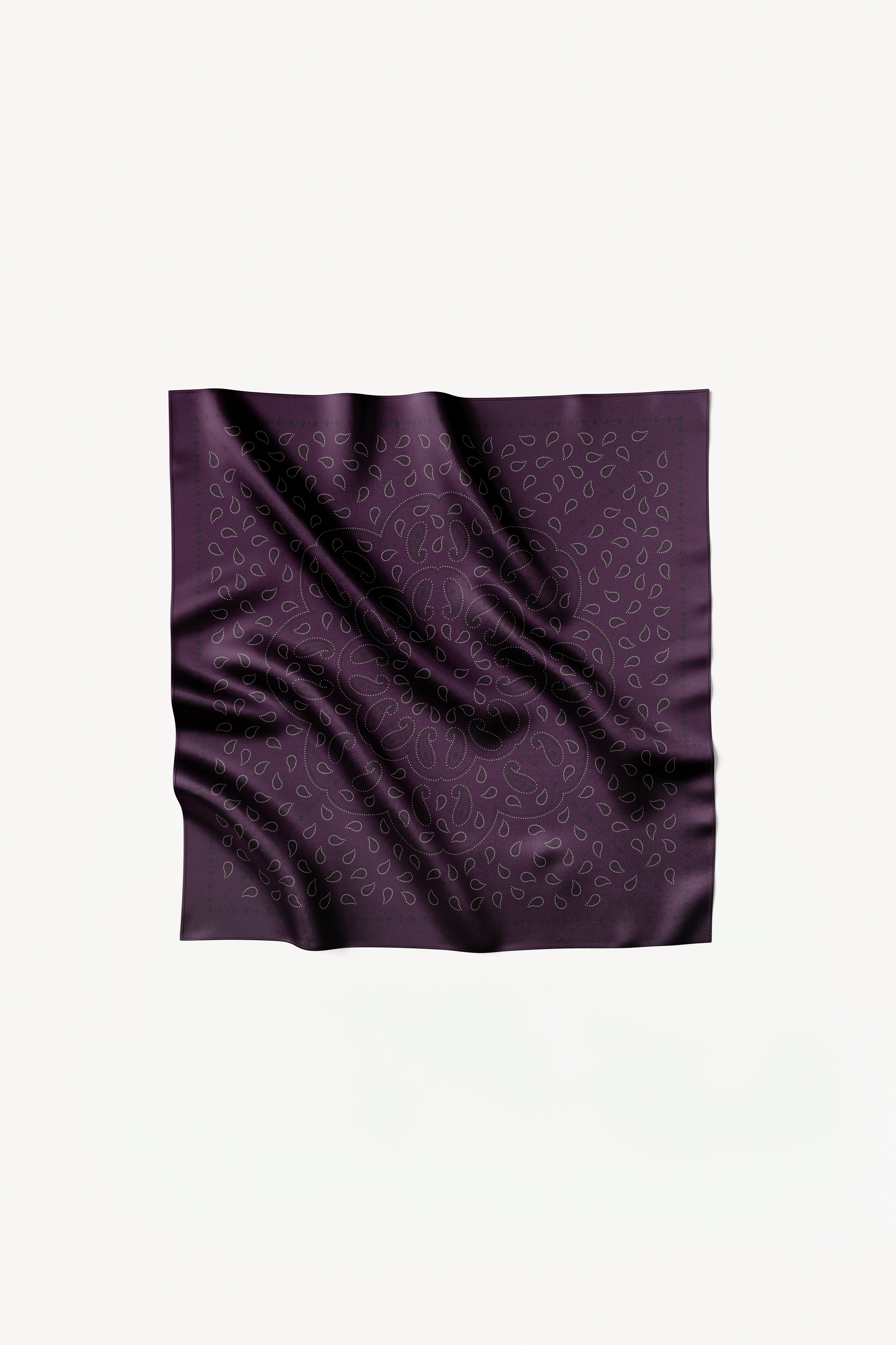 Silk Scarf Paisley 70 Aubergine