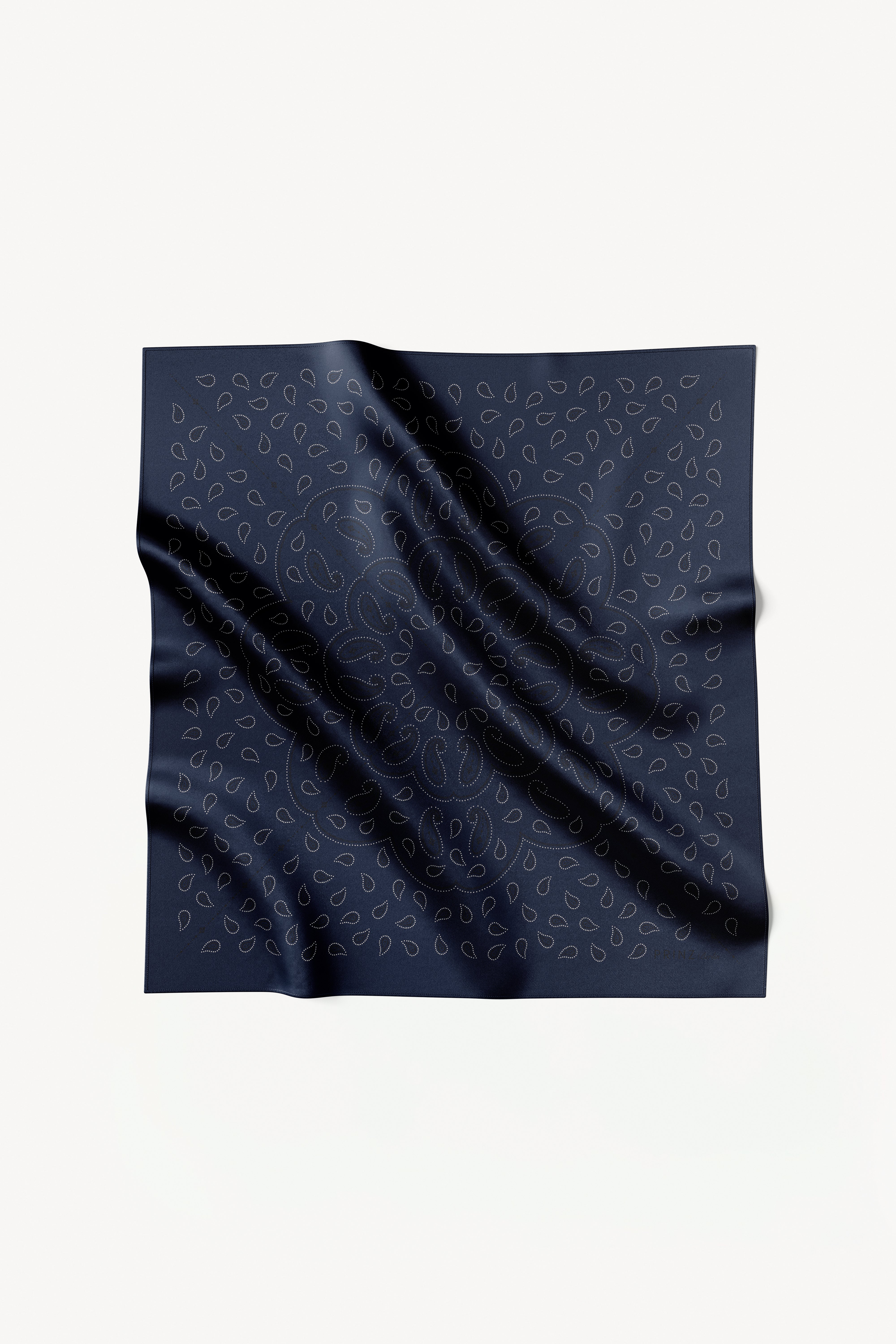 Silk Scarf Paisley 90 Dark Blue 