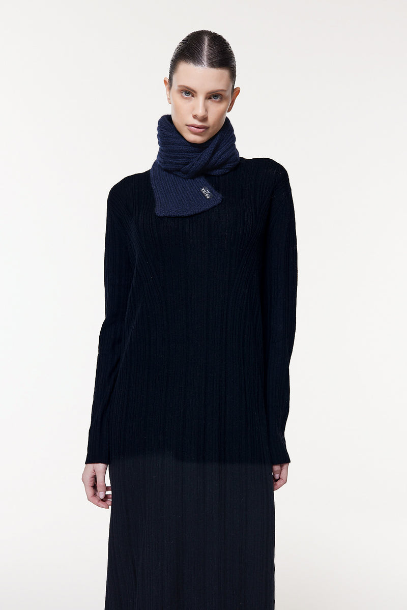 Prinz Berlin Kaschmir Kurzschal Hand Knit Dunkelblau