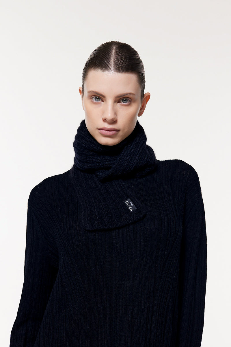 Prinz Berlin Kaschmir Kurzschal Hand Knit Schwarz